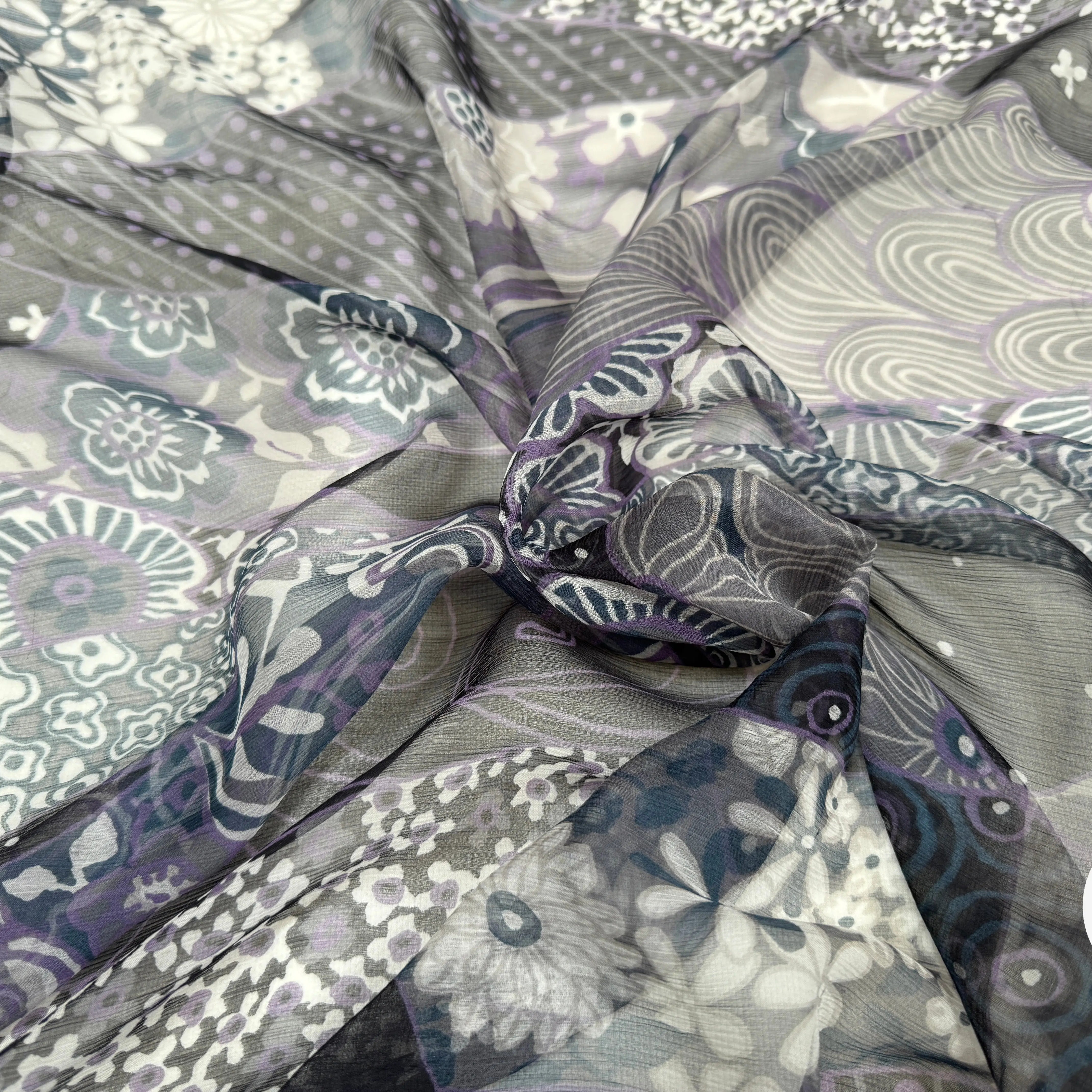 CRÉPON DE SOIE PURPLE FLOWERS - My Little Coupon