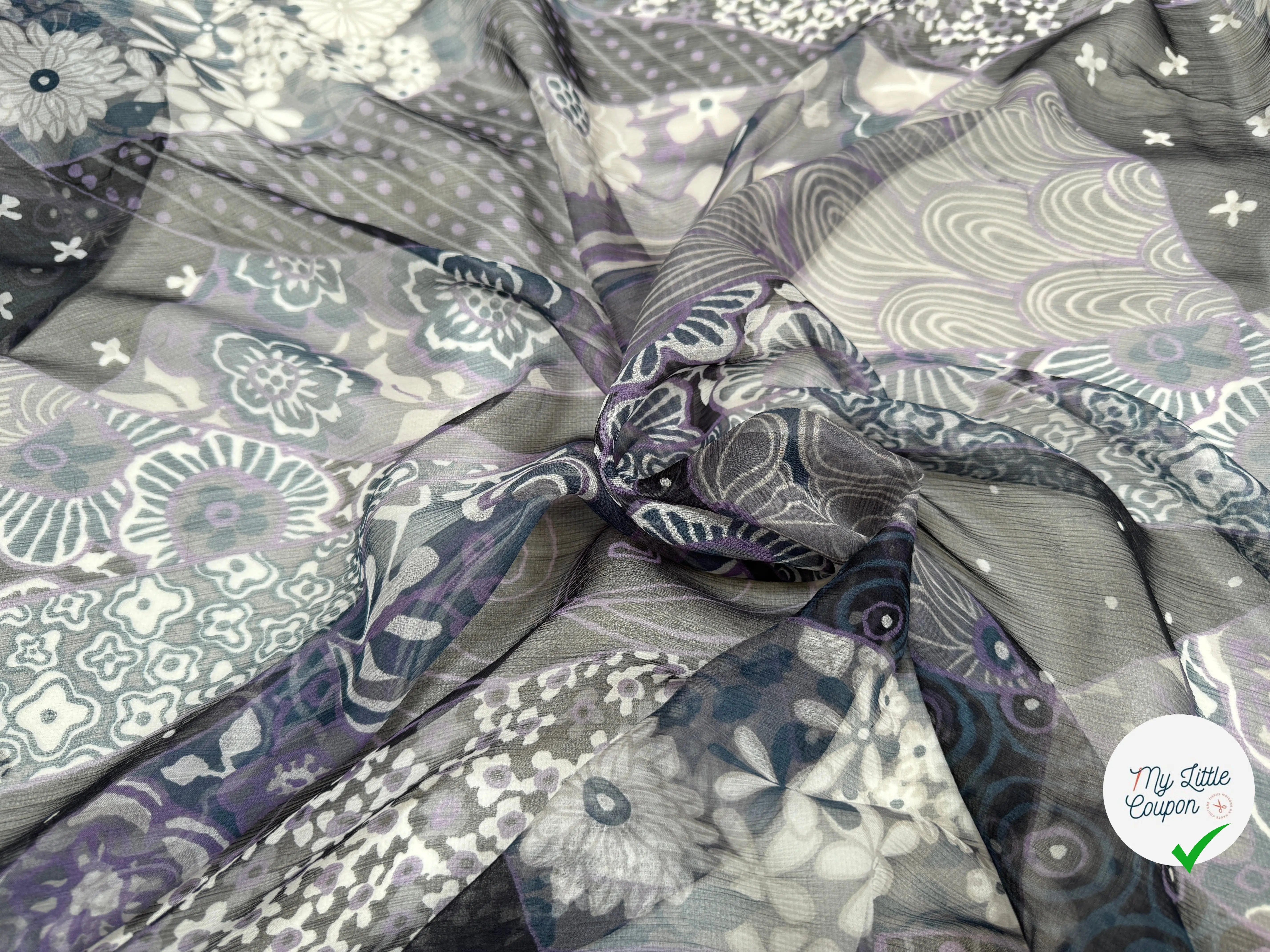 CRÉPON DE SOIE PURPLE FLOWERS - My Little Coupon