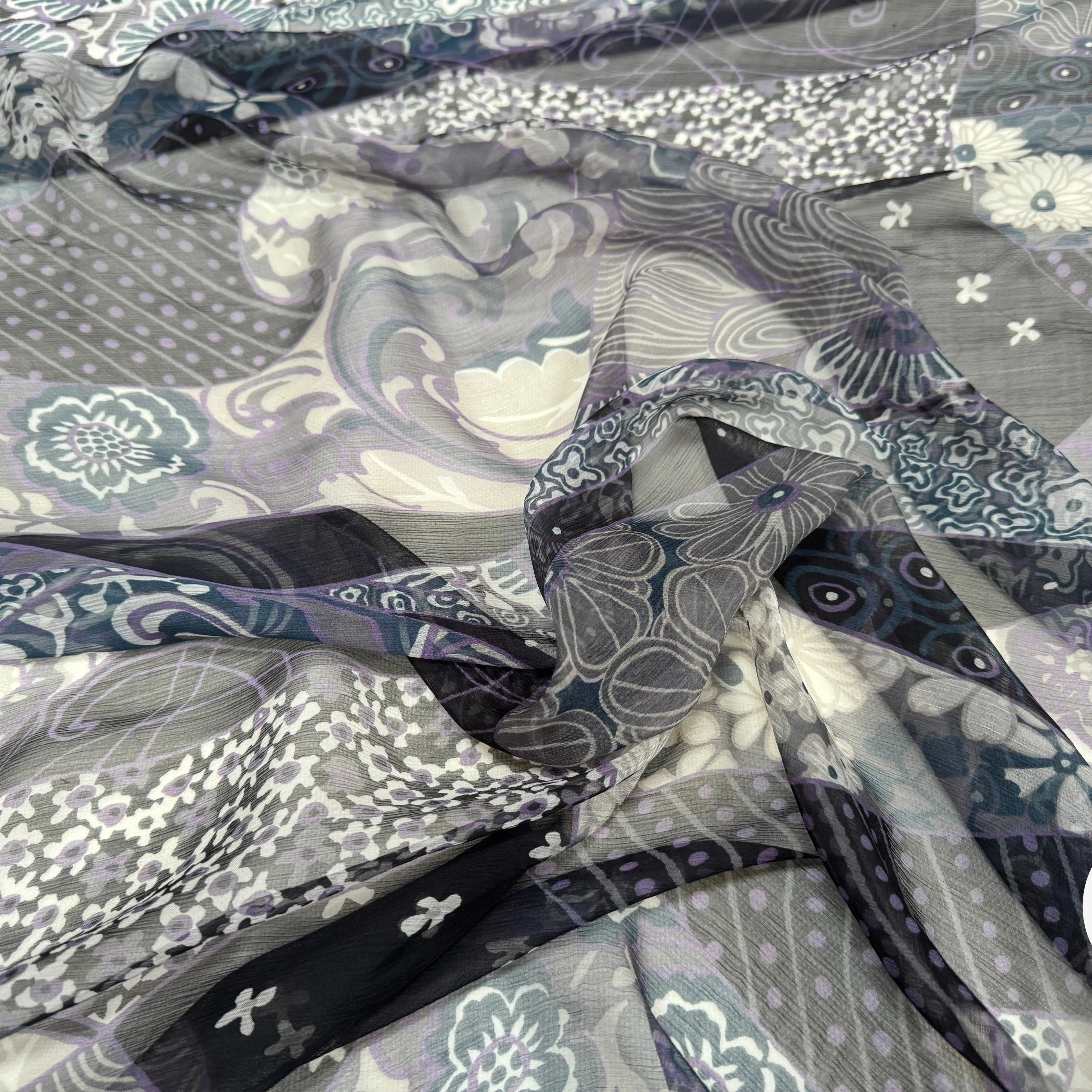 CRÉPON DE SOIE PURPLE FLOWERS - My Little Coupon