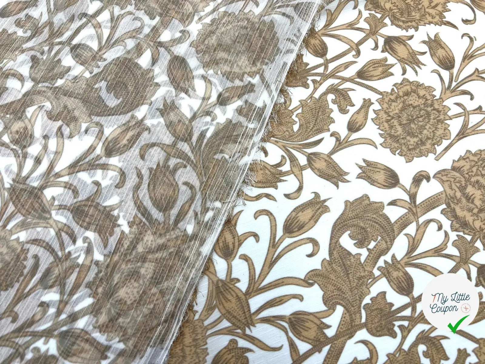 CRÉPON FILETÉ ORNAMENT BEIGE - My Little Coupon - tissu - coudre