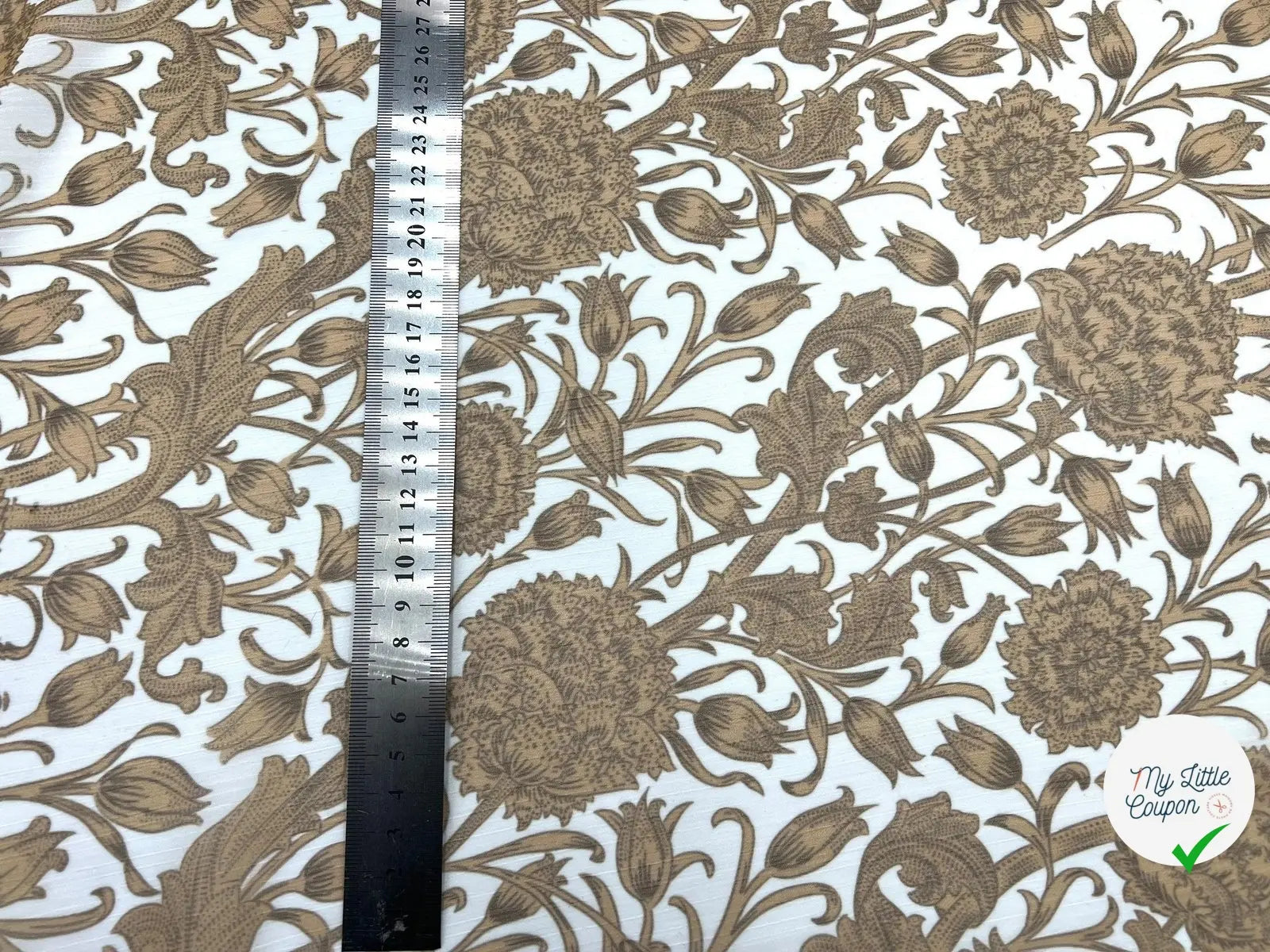 CRÉPON FILETÉ ORNAMENT BEIGE - My Little Coupon - tissu - coudre