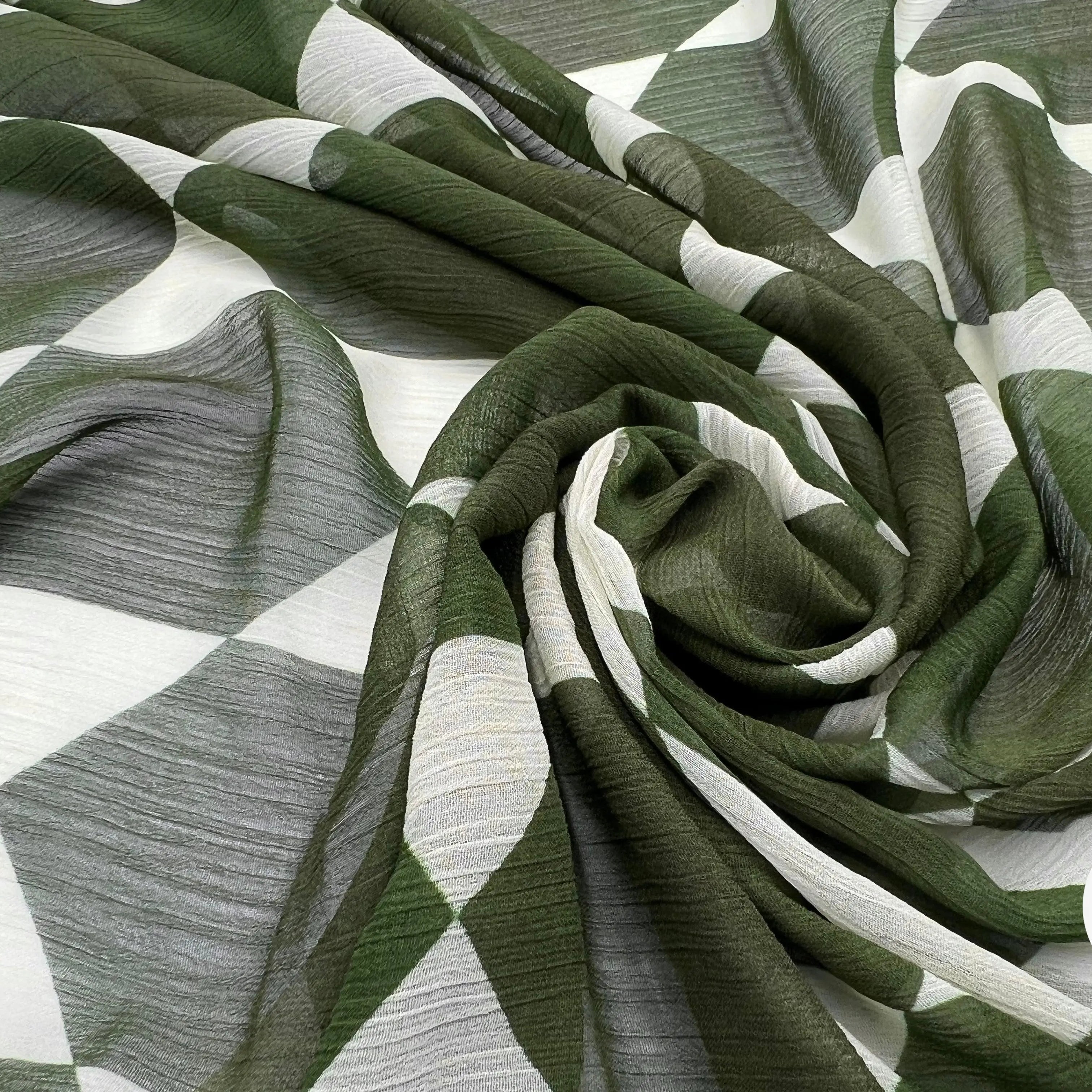 CRÉPON IMPRIMÉ LOSANGES VERT FONCÉS - My Little Coupon - tissu - coudre