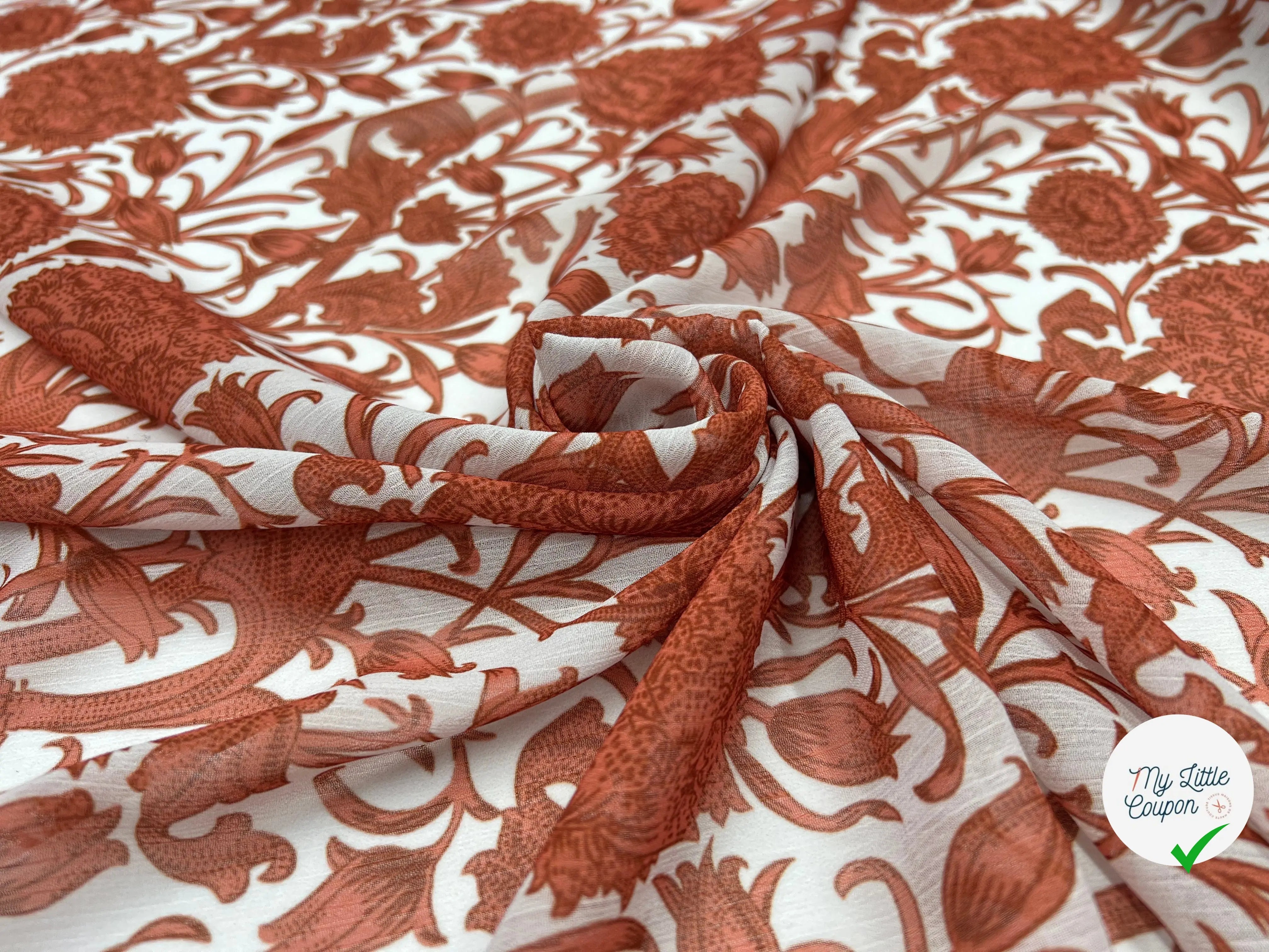 CRÉPON IMPRIMÉ ORNAMENT BISQUE - My Little Coupon - tissu - coudre