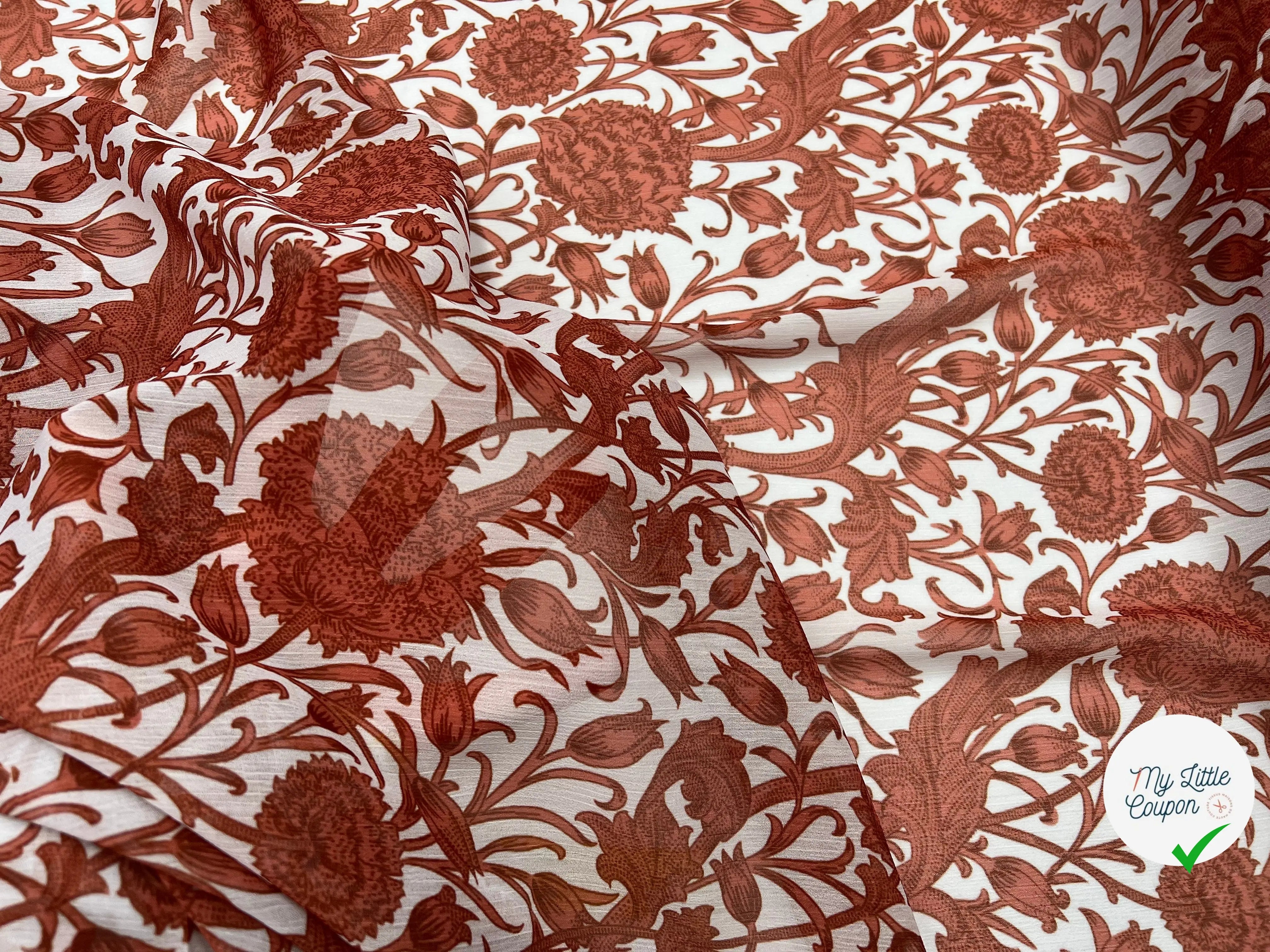 CRÉPON IMPRIMÉ ORNAMENT BISQUE - My Little Coupon - tissu - coudre