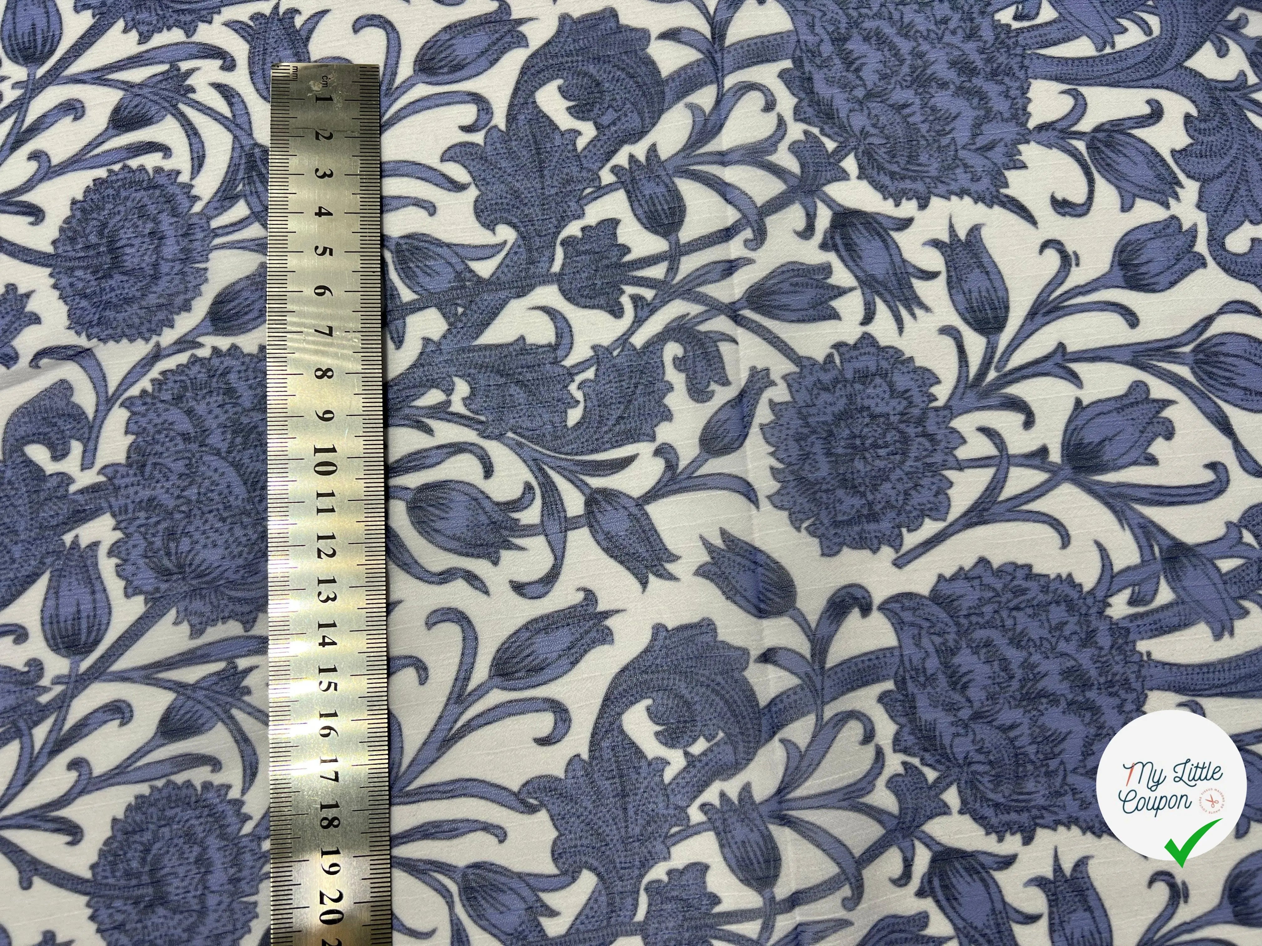 CRÉPON IMPRIMÉ ORNAMENT INDIGO - My Little Coupon - tissu - coudre