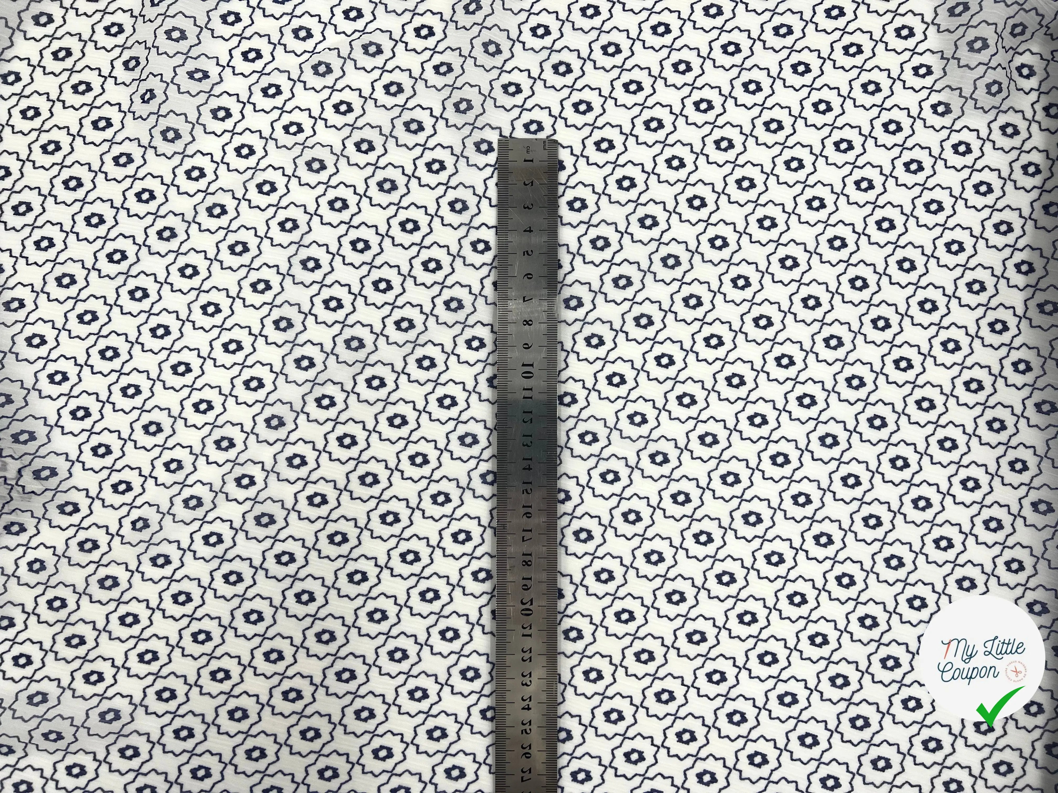 CRÉPON POLYESTER ROSACE INDIGO MLC INTERN
