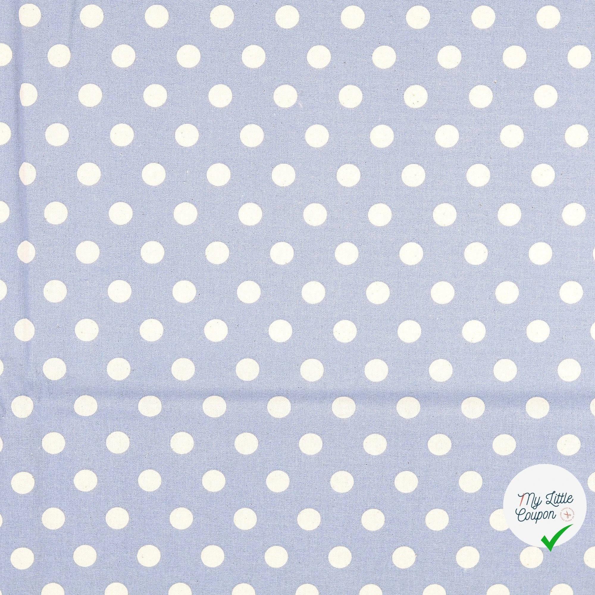 CRETONNE DE COTON POIS BLEU CLAIR - My Little Coupon