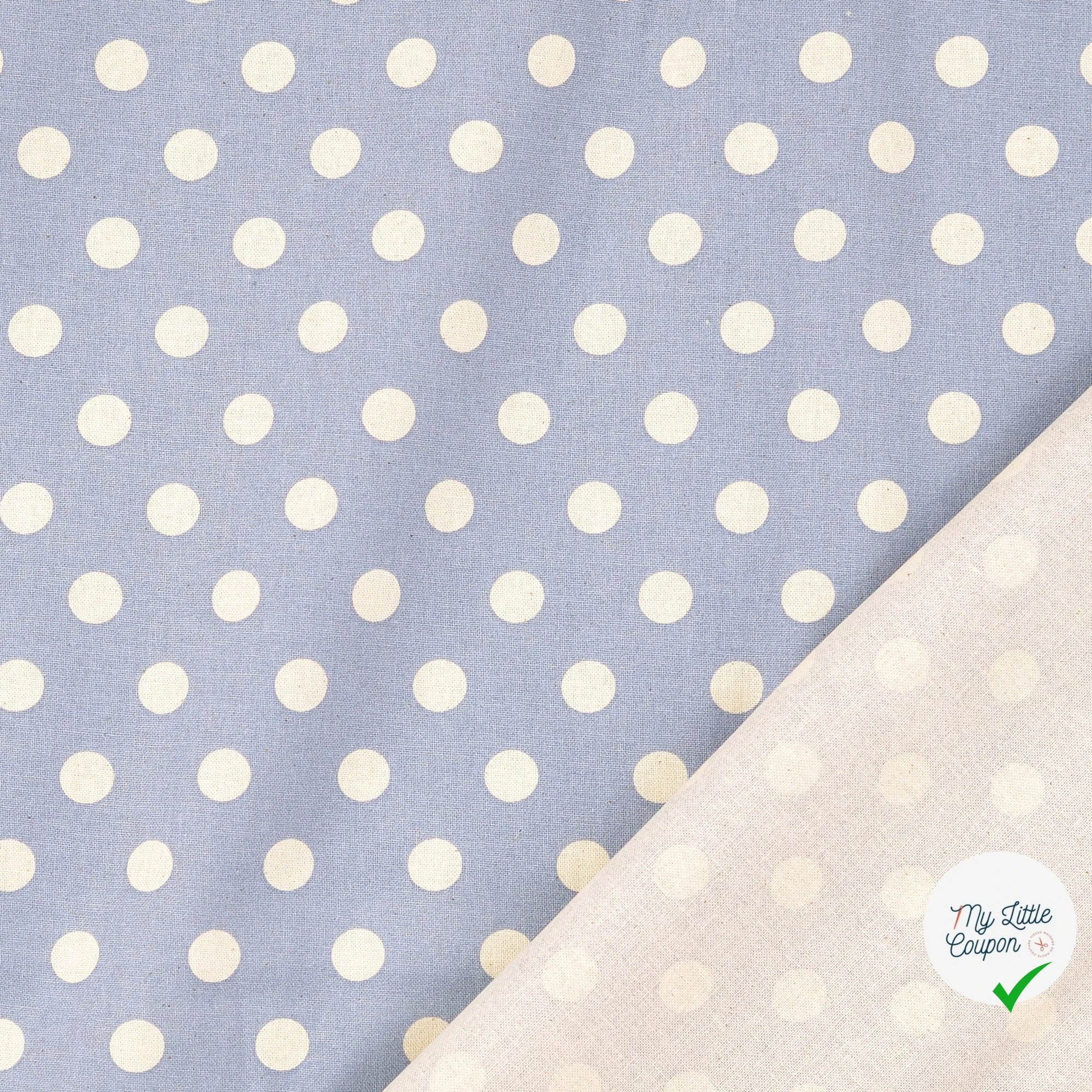 CRETONNE DE COTON POIS BLEU CLAIR - My Little Coupon