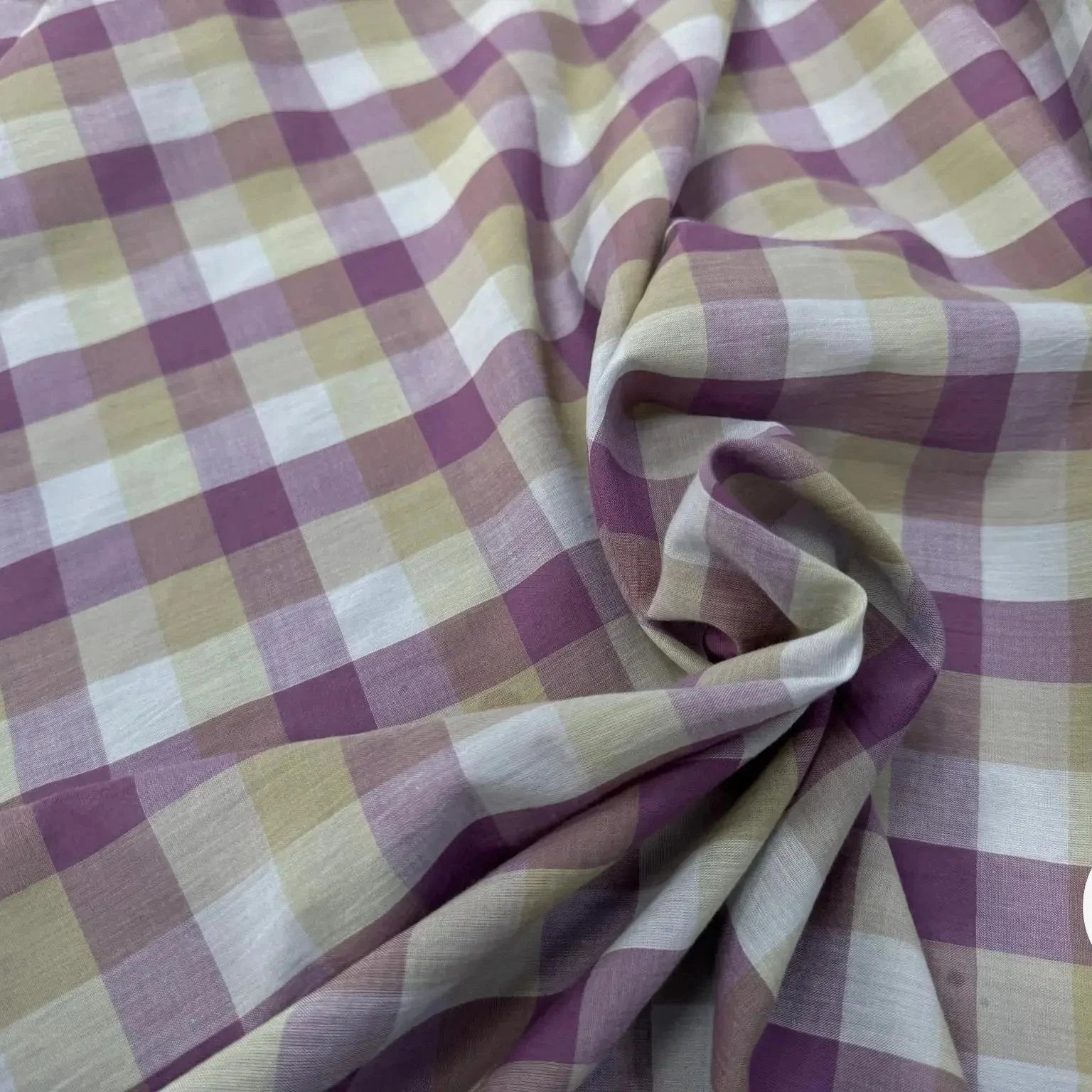 BATISTE DE COTON TISSÉ TEINT À CARREAUX VIOLET - My Little Coupon