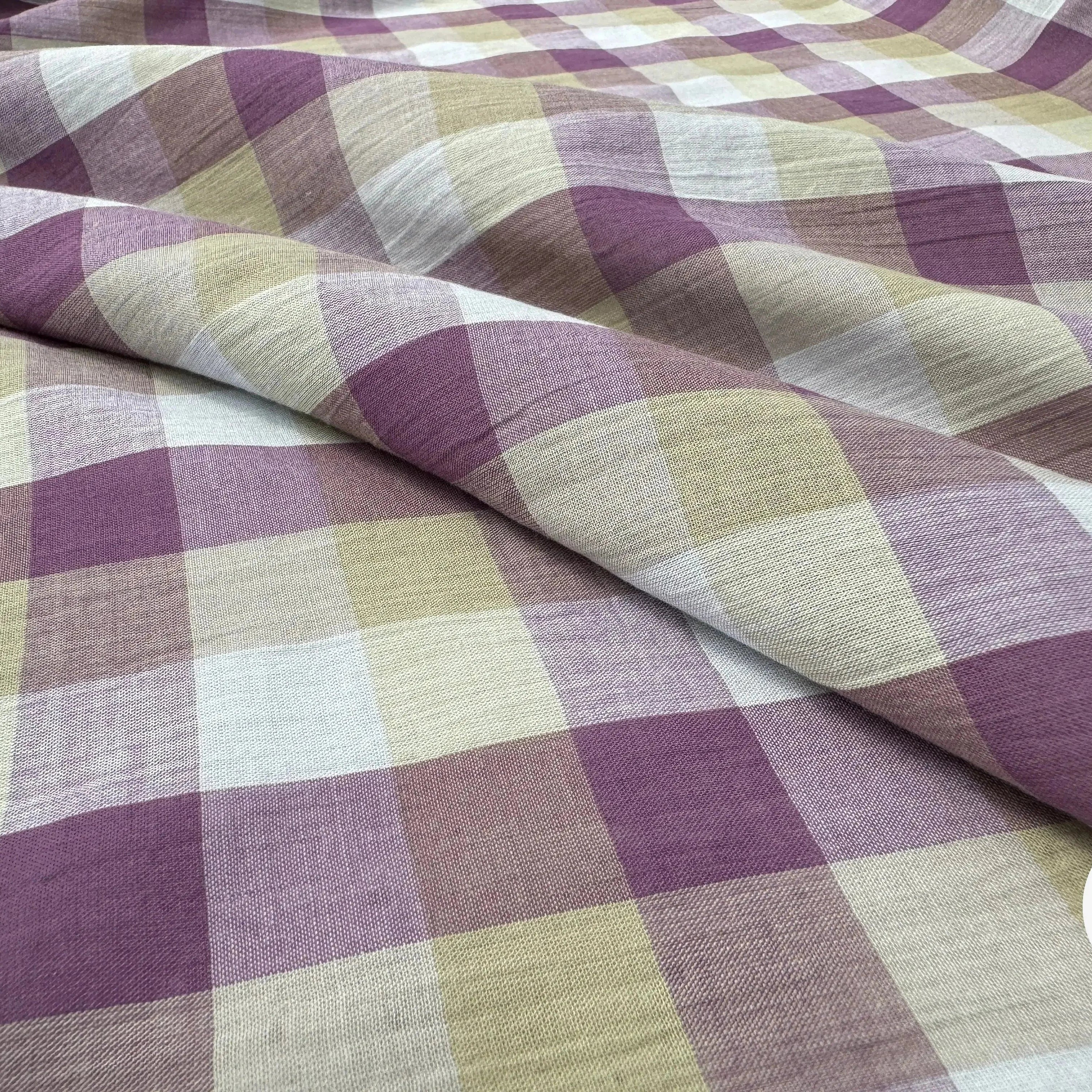 BATISTE DE COTON TISSÉ TEINT À CARREAUX VIOLET - My Little Coupon