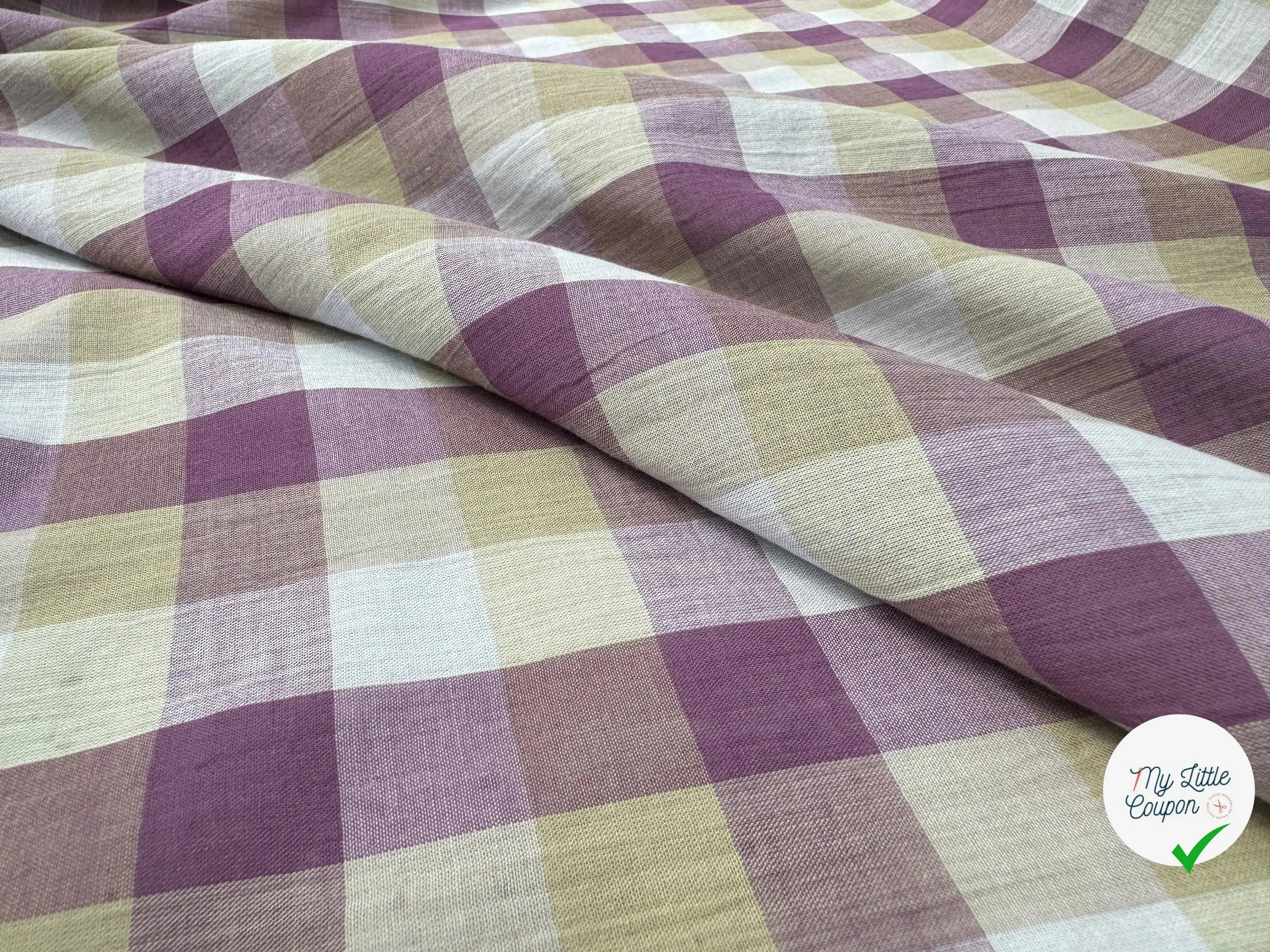 BATISTE DE COTON TISSÉ TEINT À CARREAUX VIOLET - My Little Coupon
