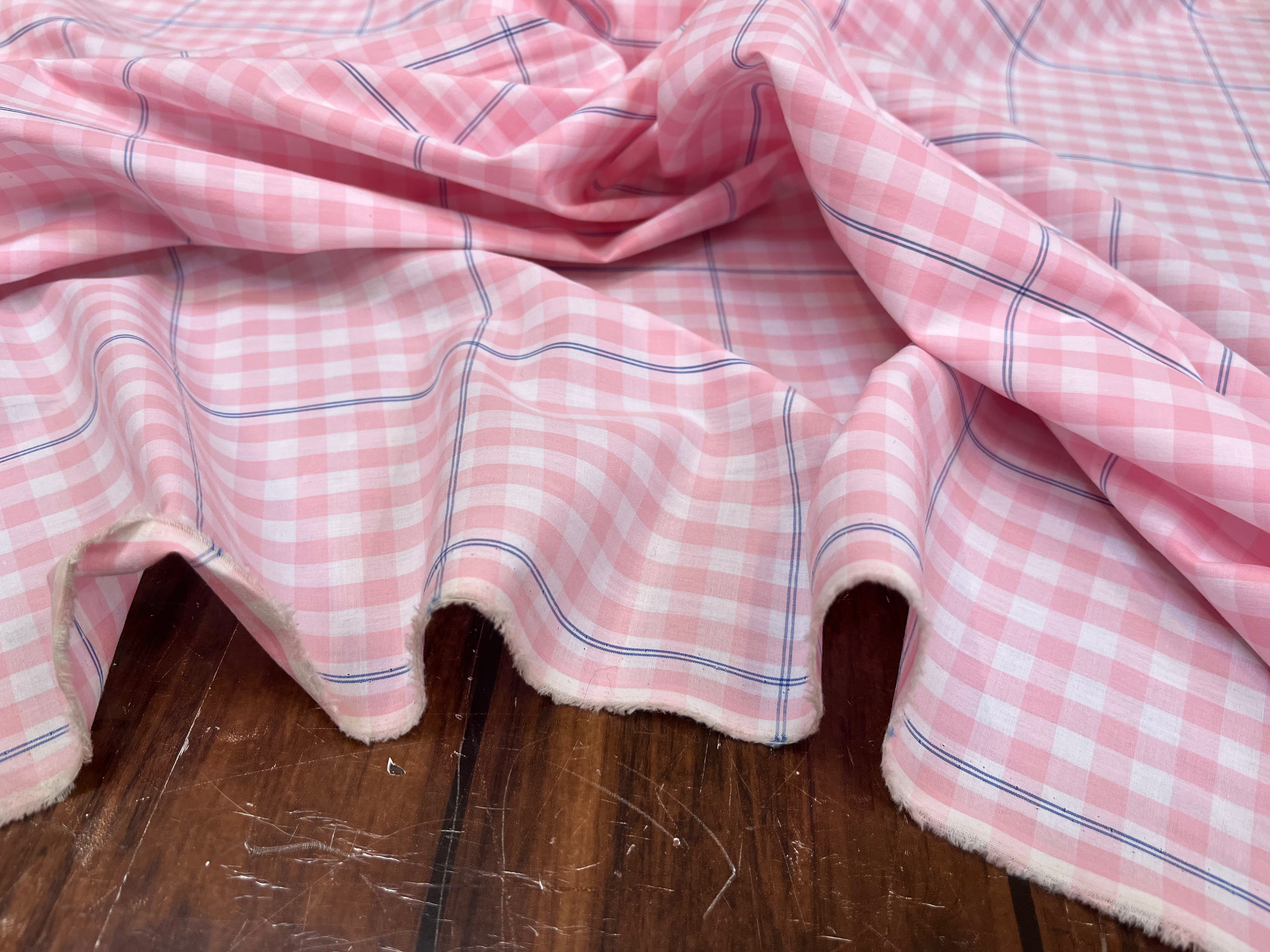 COTON CHEMISE VICHY ROSE CARREAUX BLEU - My Little Coupon