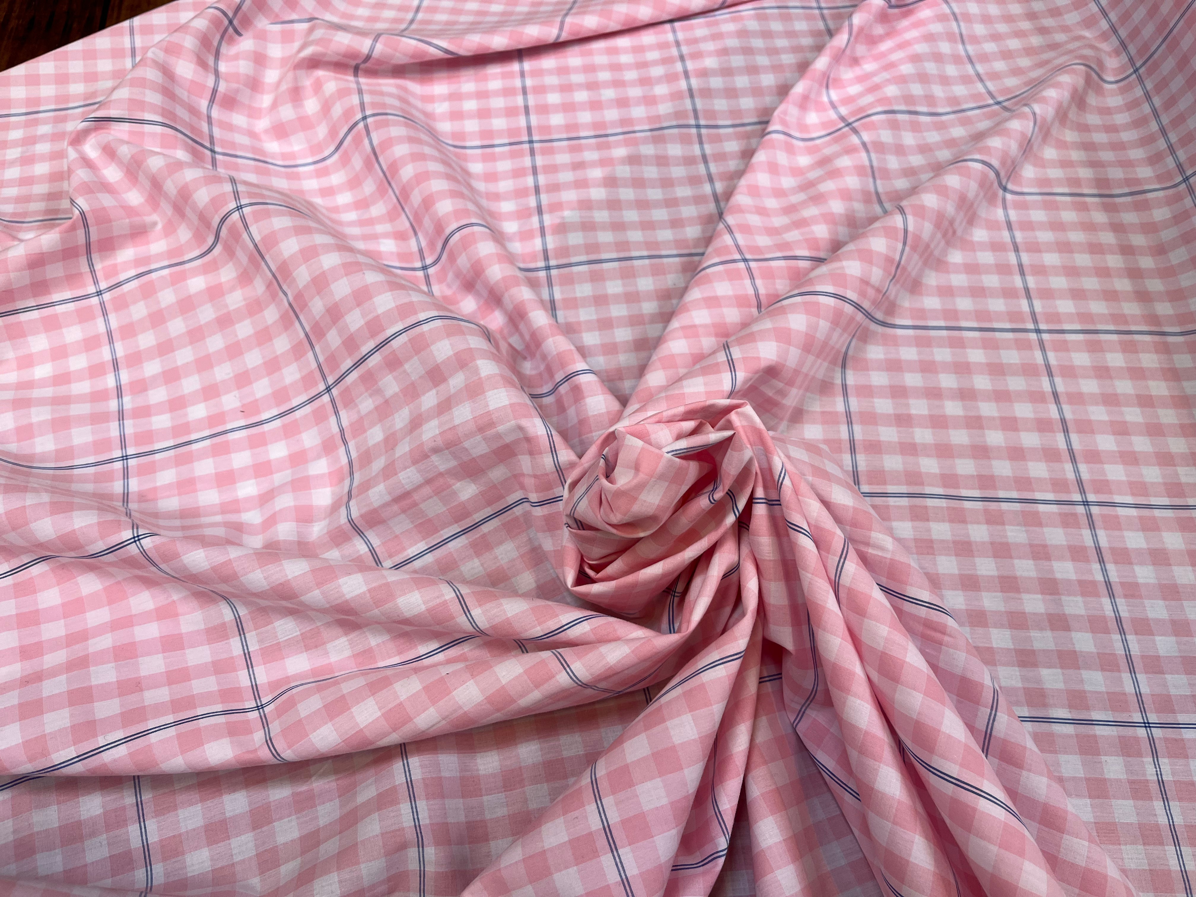COTON CHEMISE VICHY ROSE CARREAUX BLEU - My Little Coupon