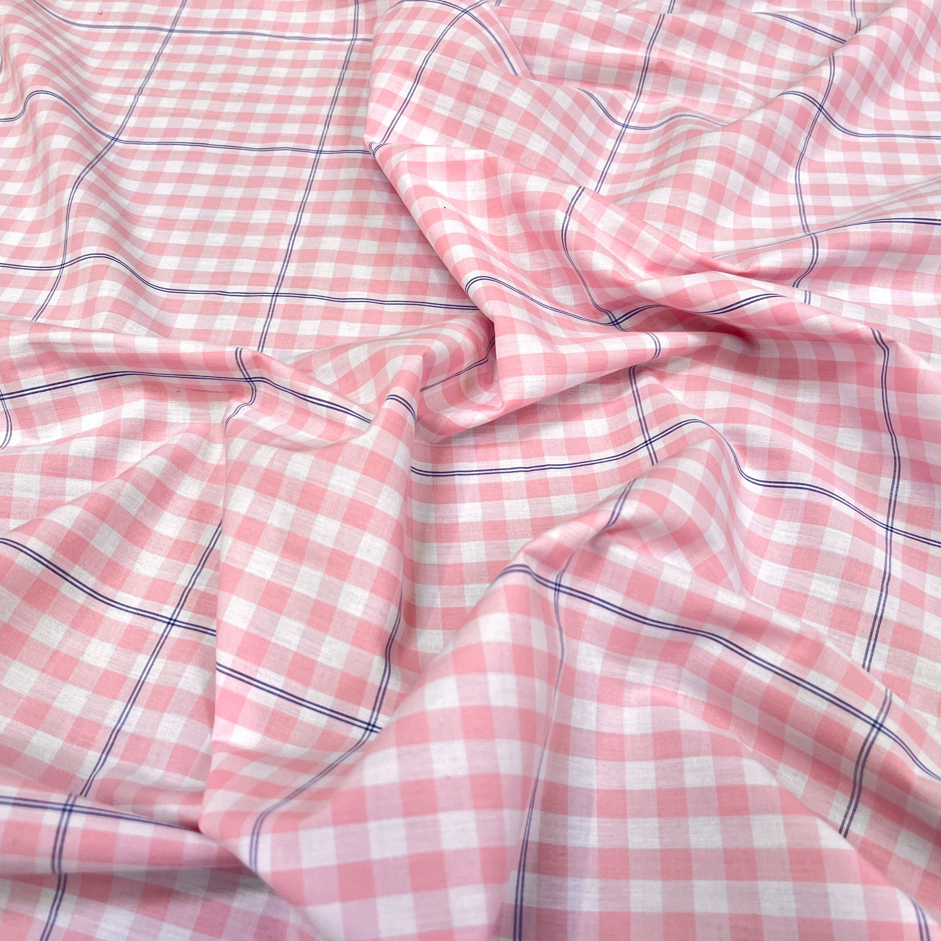 COTON CHEMISE VICHY ROSE CARREAUX BLEU - My Little Coupon