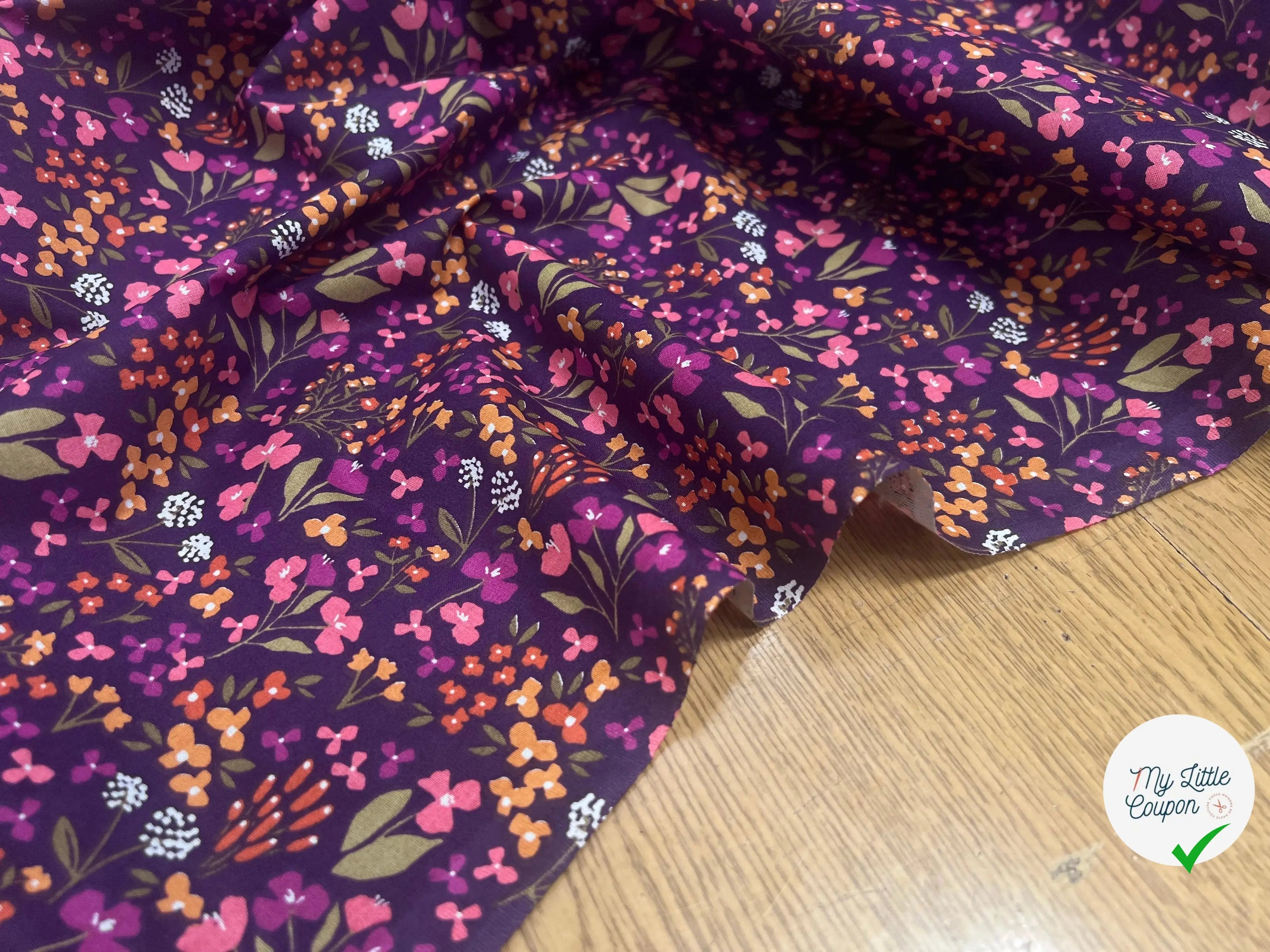COTON IMPRIMÉ BIBURY VIOLET / JAUNE BIBURFJBE37ARL - My Little Coupon