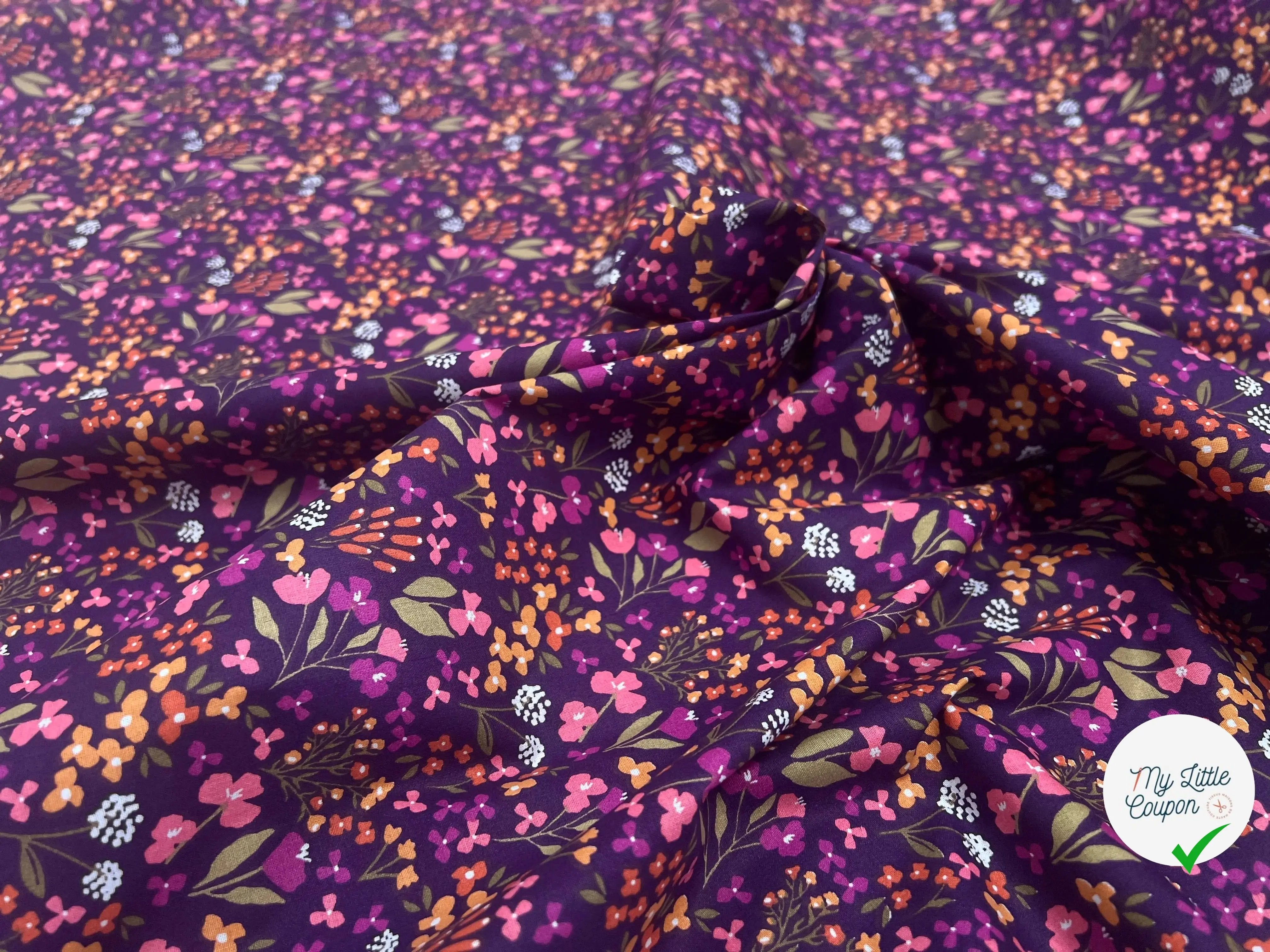 COTON IMPRIMÉ BIBURY VIOLET / JAUNE BIBURFJBE37ARL - My Little Coupon