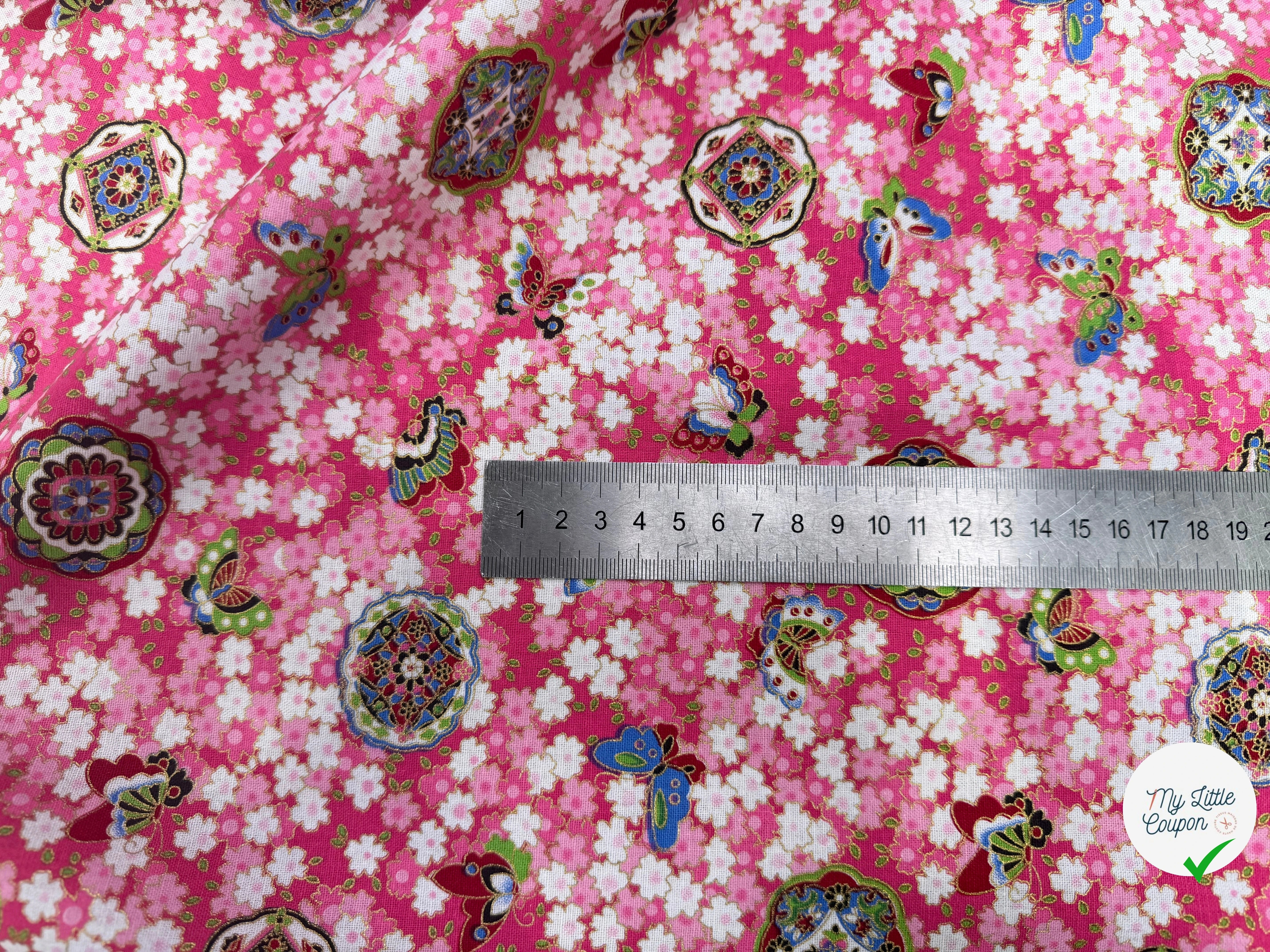 COTON IMPRIMÉ FOIL 18 ROSE 145 CM - My Little Coupon