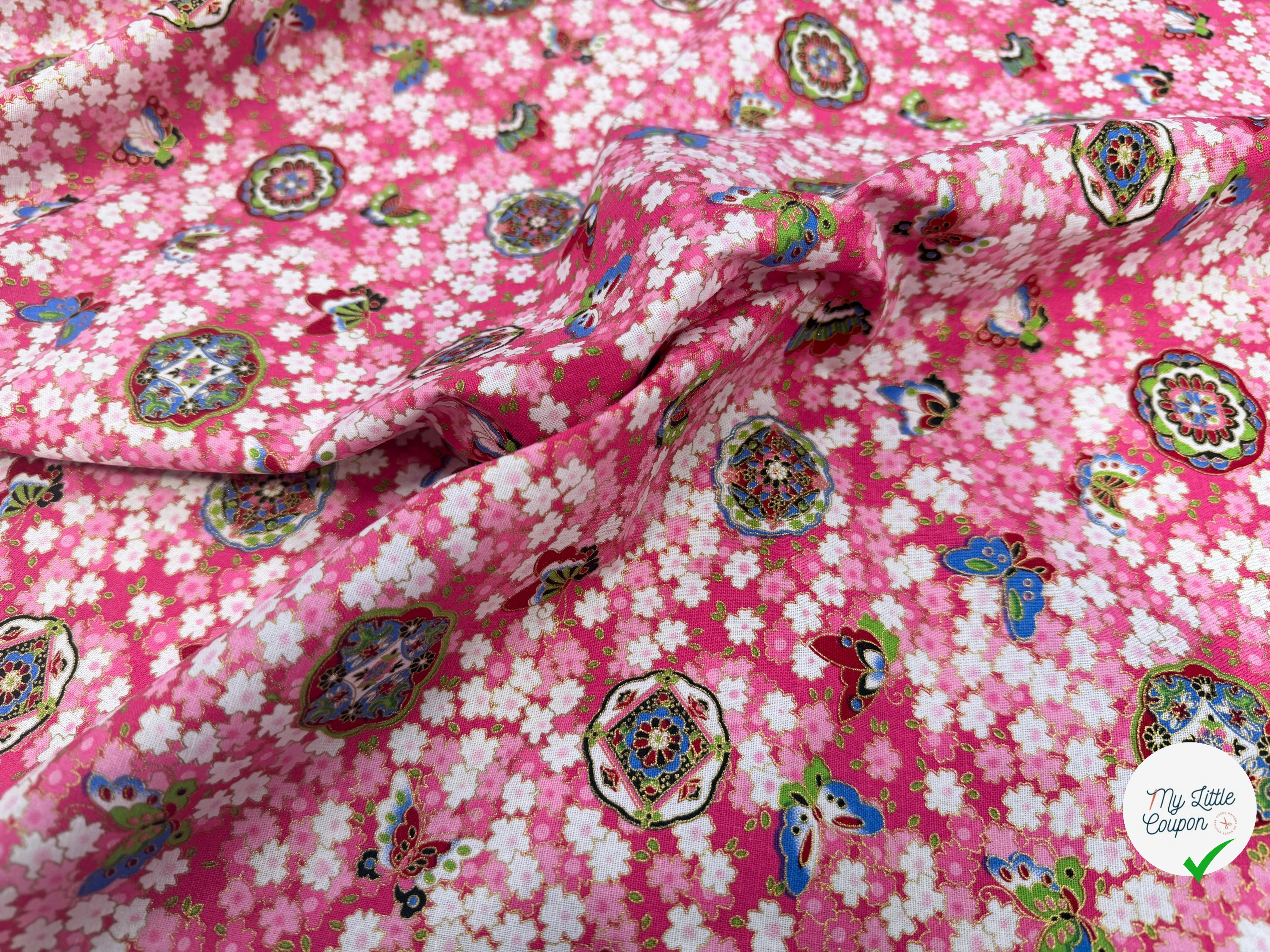 COTON IMPRIMÉ FOIL 18 ROSE 145 CM - My Little Coupon