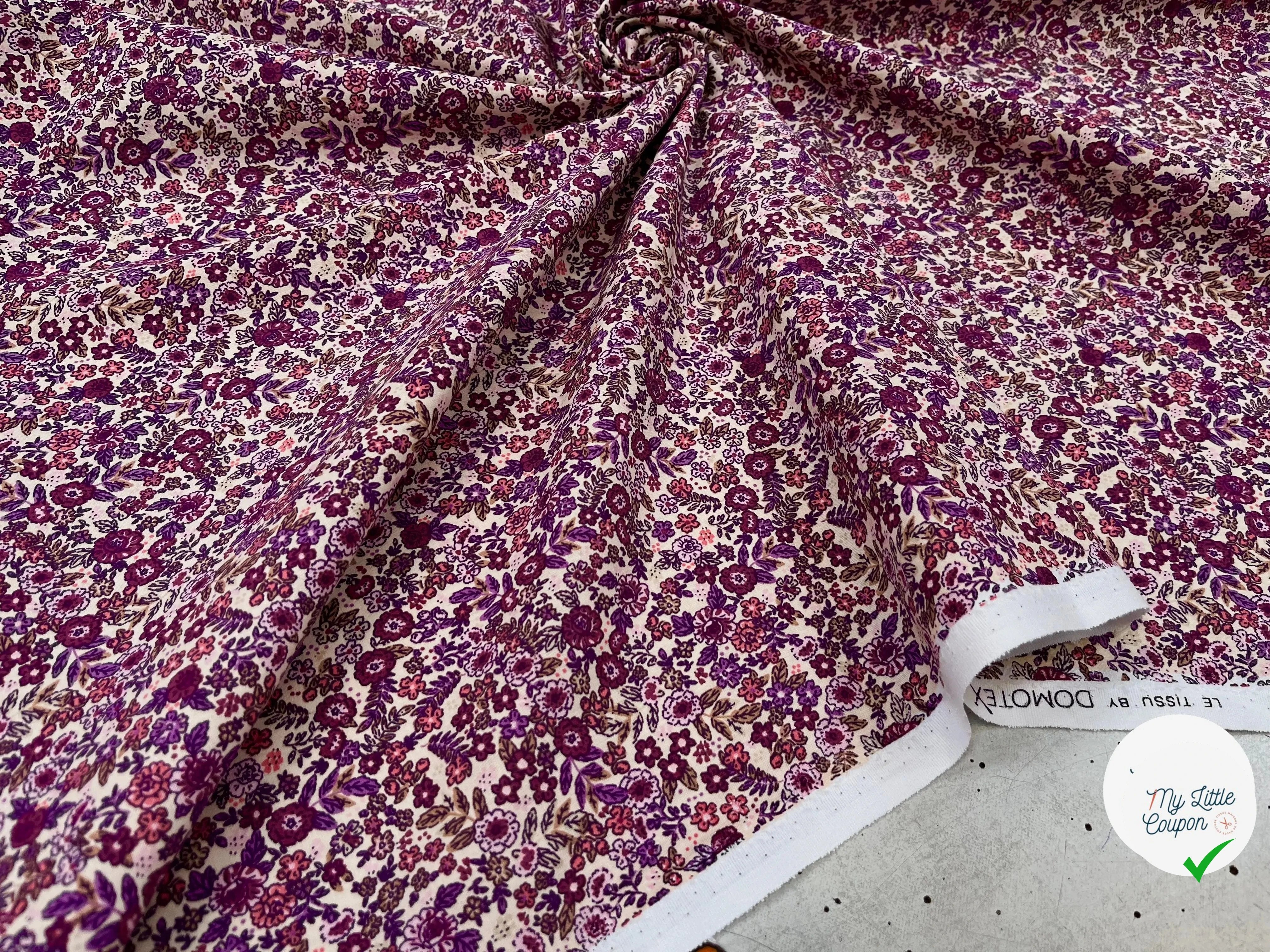 COTONNADE BARBARA ÉCRU ET VIOLET - My Little Coupon