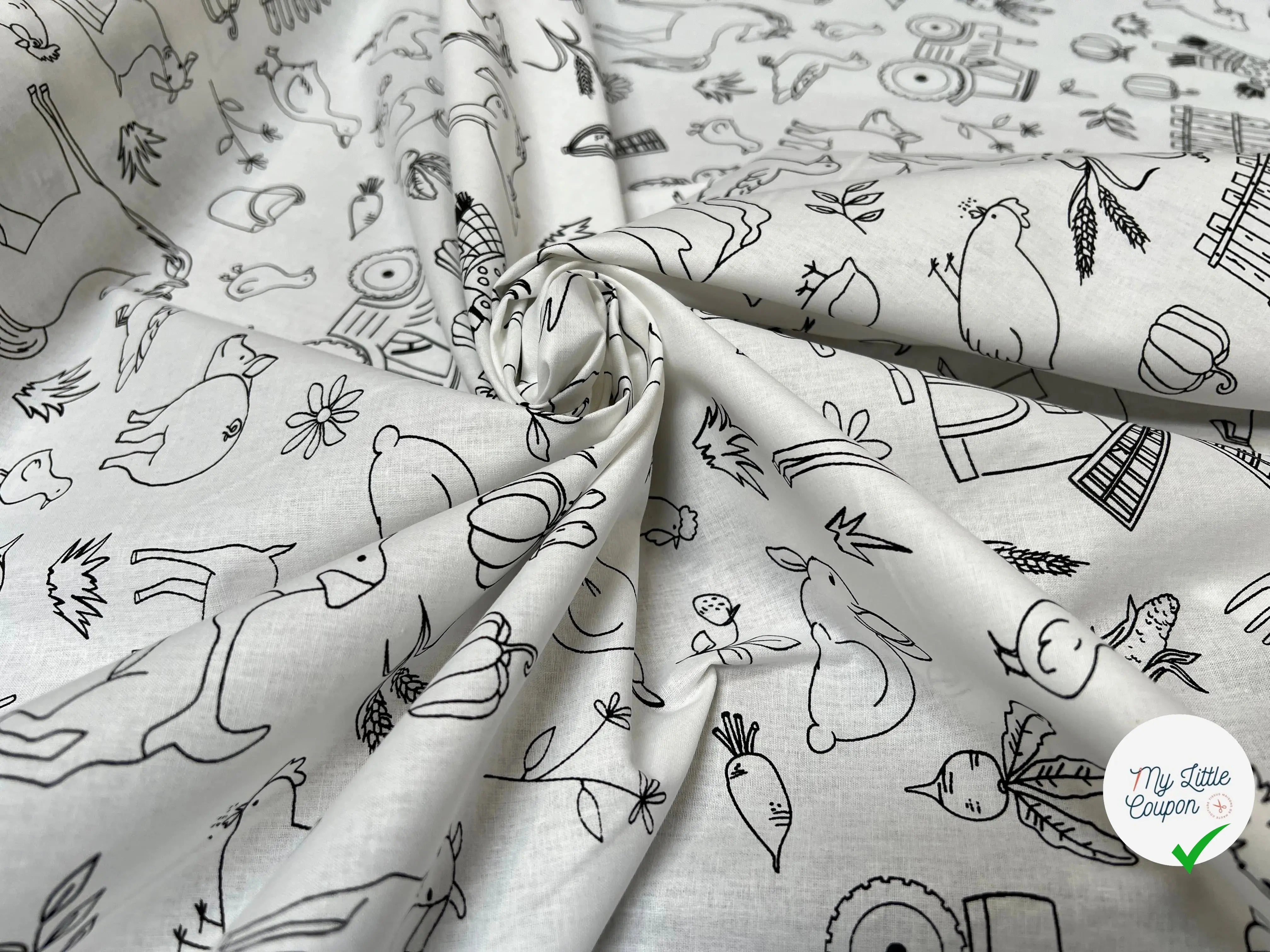 COTONNADE FARMER BLANC / NOIR 1B D1X 150 - My Little Coupon