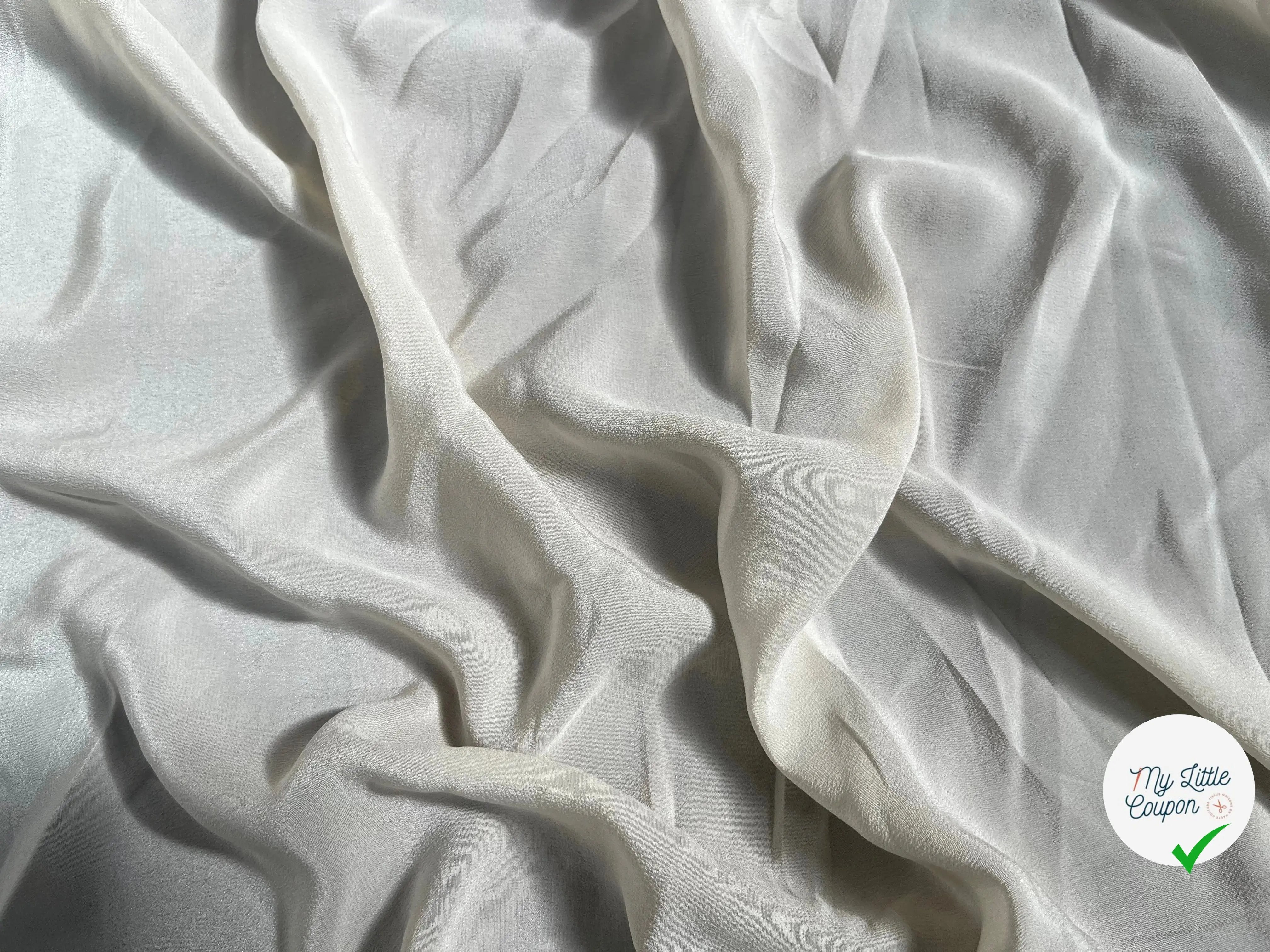 CREPE DE CHINE 100%SOIE UNI BLANC CASSÉ - My Little Coupon