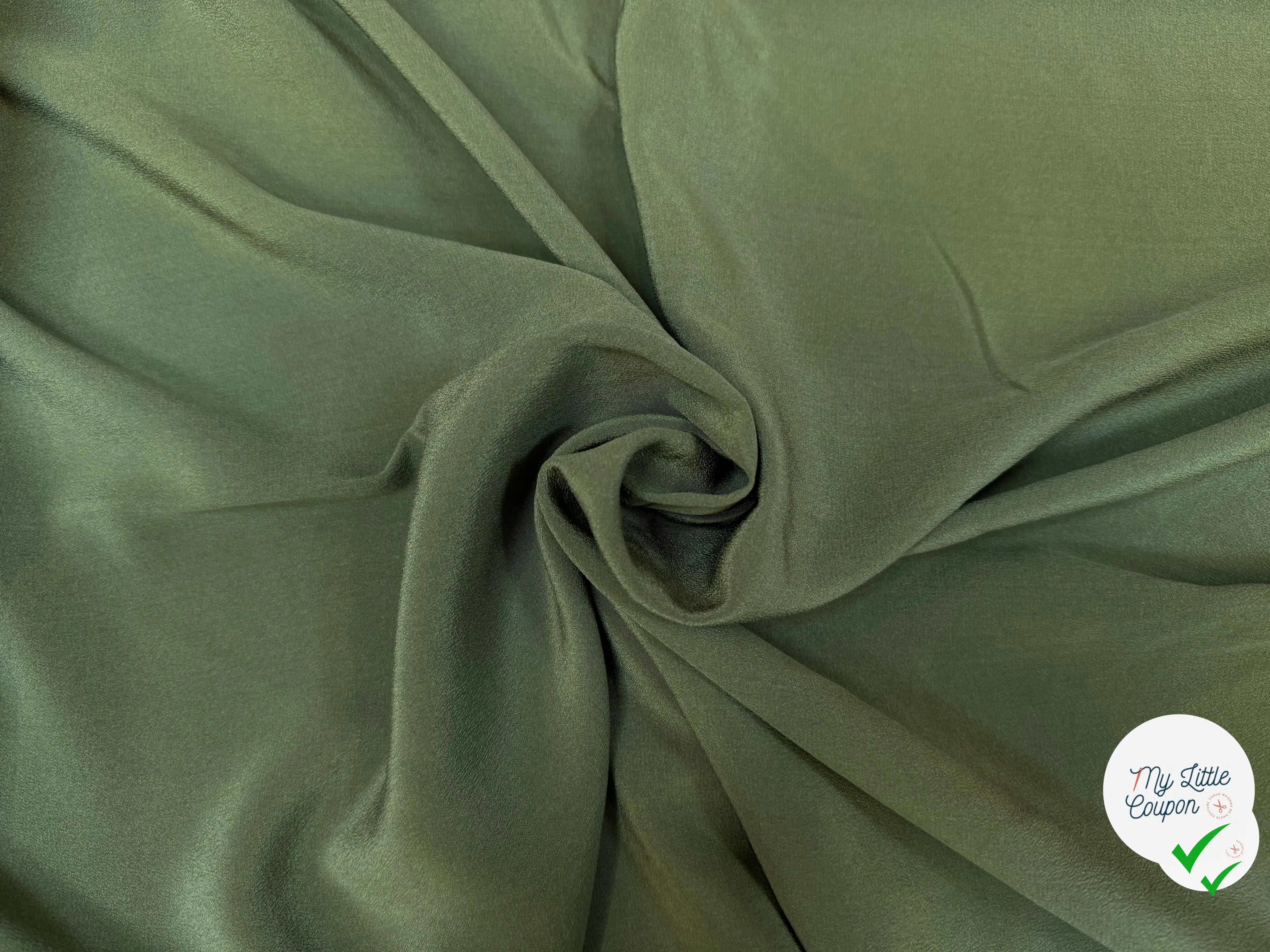CREPE DE CHINE SOIE UNIE VERT KAKI - My Little Coupon