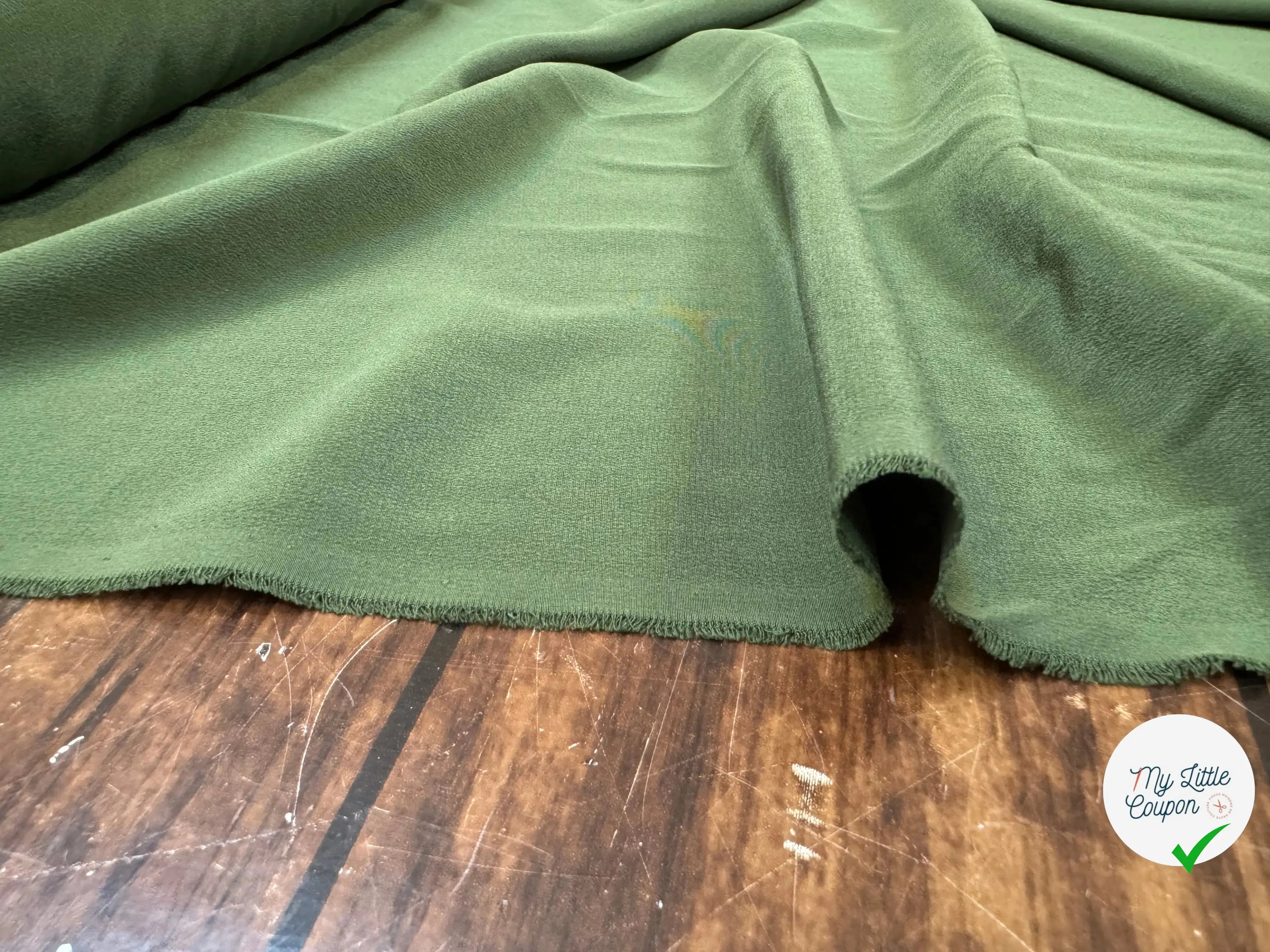 CREPE DE CHINE SOIE UNIE VERT KAKI - My Little Coupon