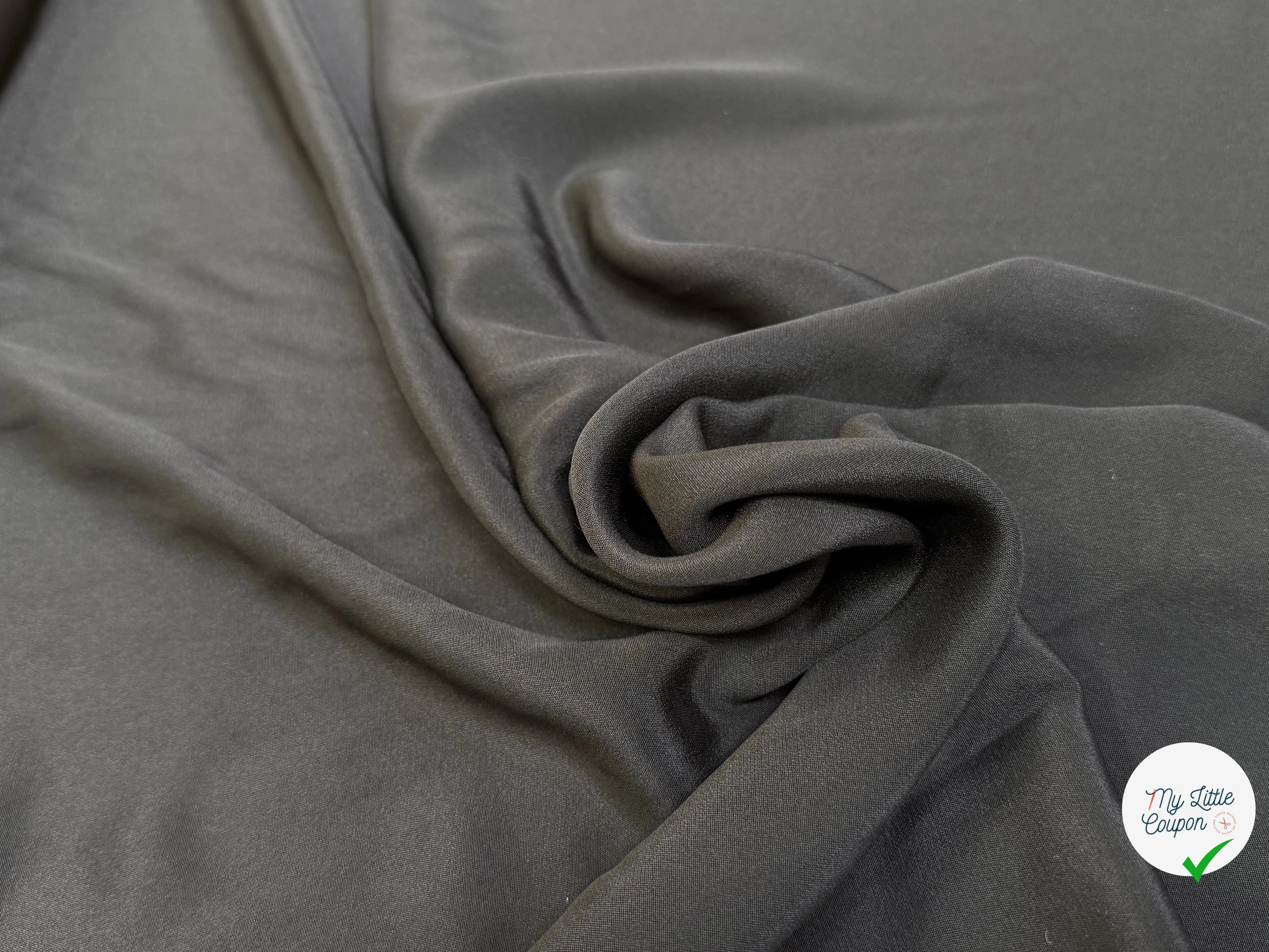 (Chute) CREPE DE SOIE FLUIDE STRETCH LÉGÈREMENT SATINÉ NOIR - My Little Coupon