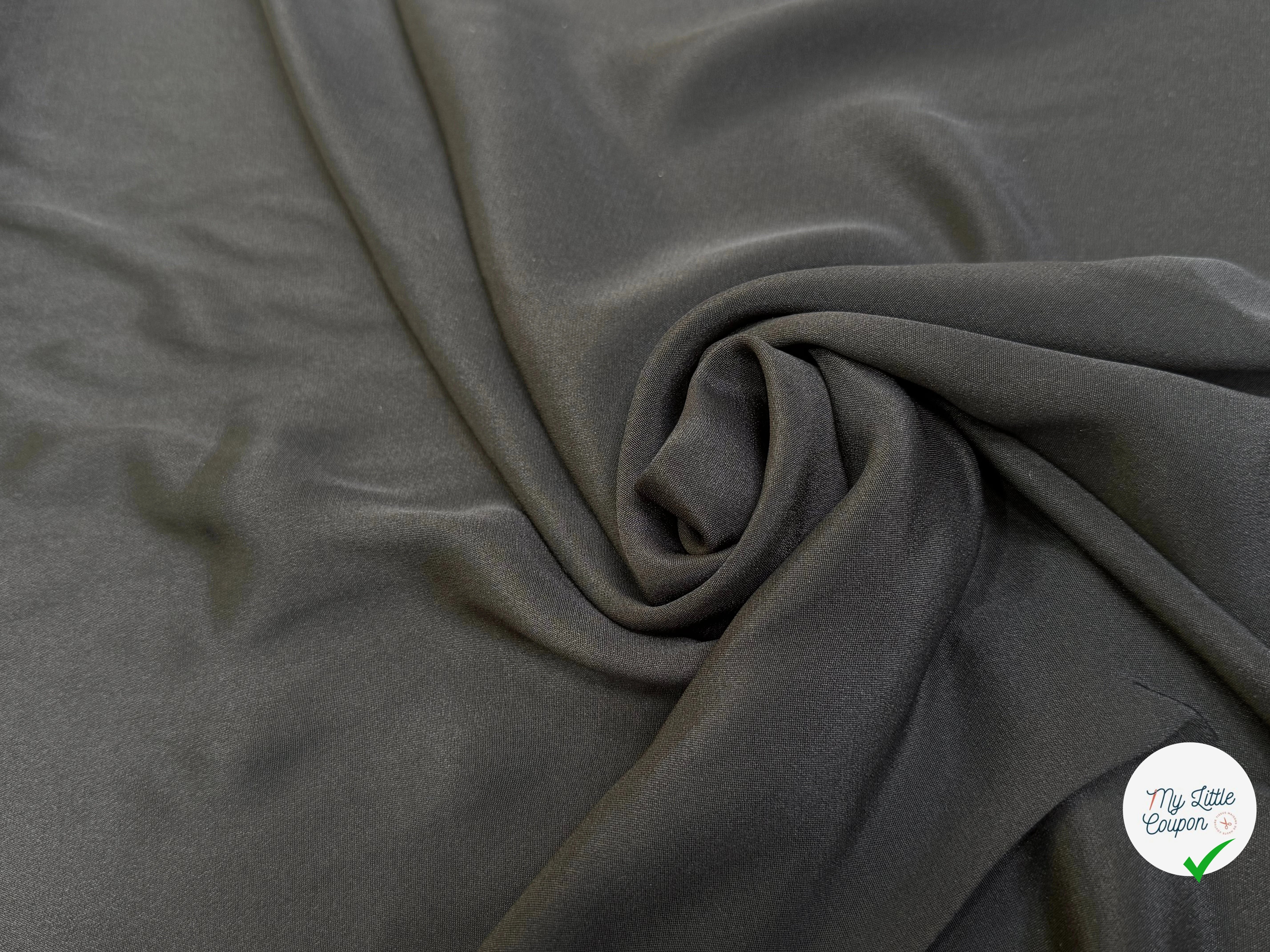(Chute) CREPE DE SOIE FLUIDE STRETCH LÉGÈREMENT SATINÉ NOIR - My Little Coupon