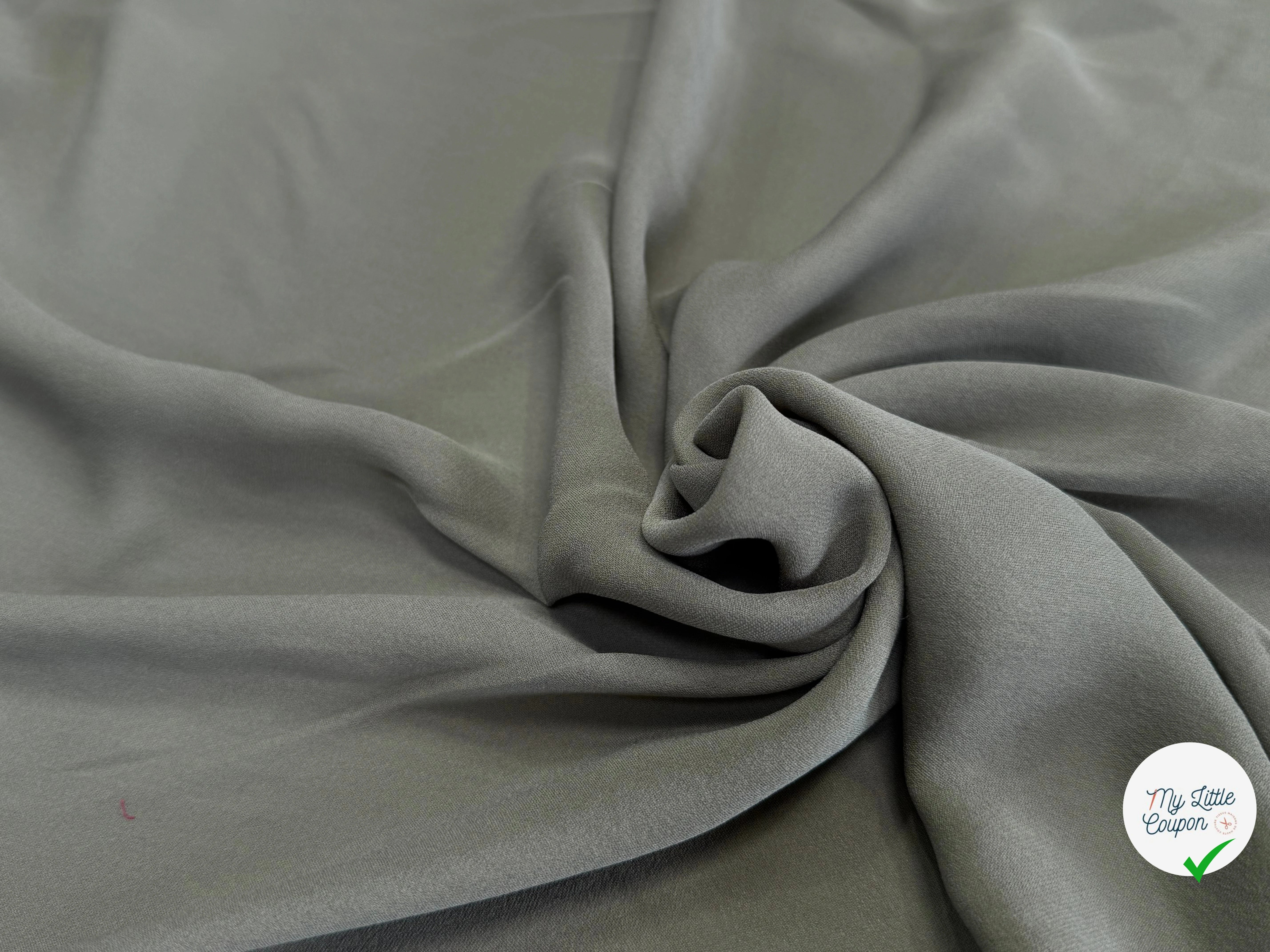 (Chute) CREPE DE SOIE GEORGETTE FLUIDE KAKI - My Little Coupon