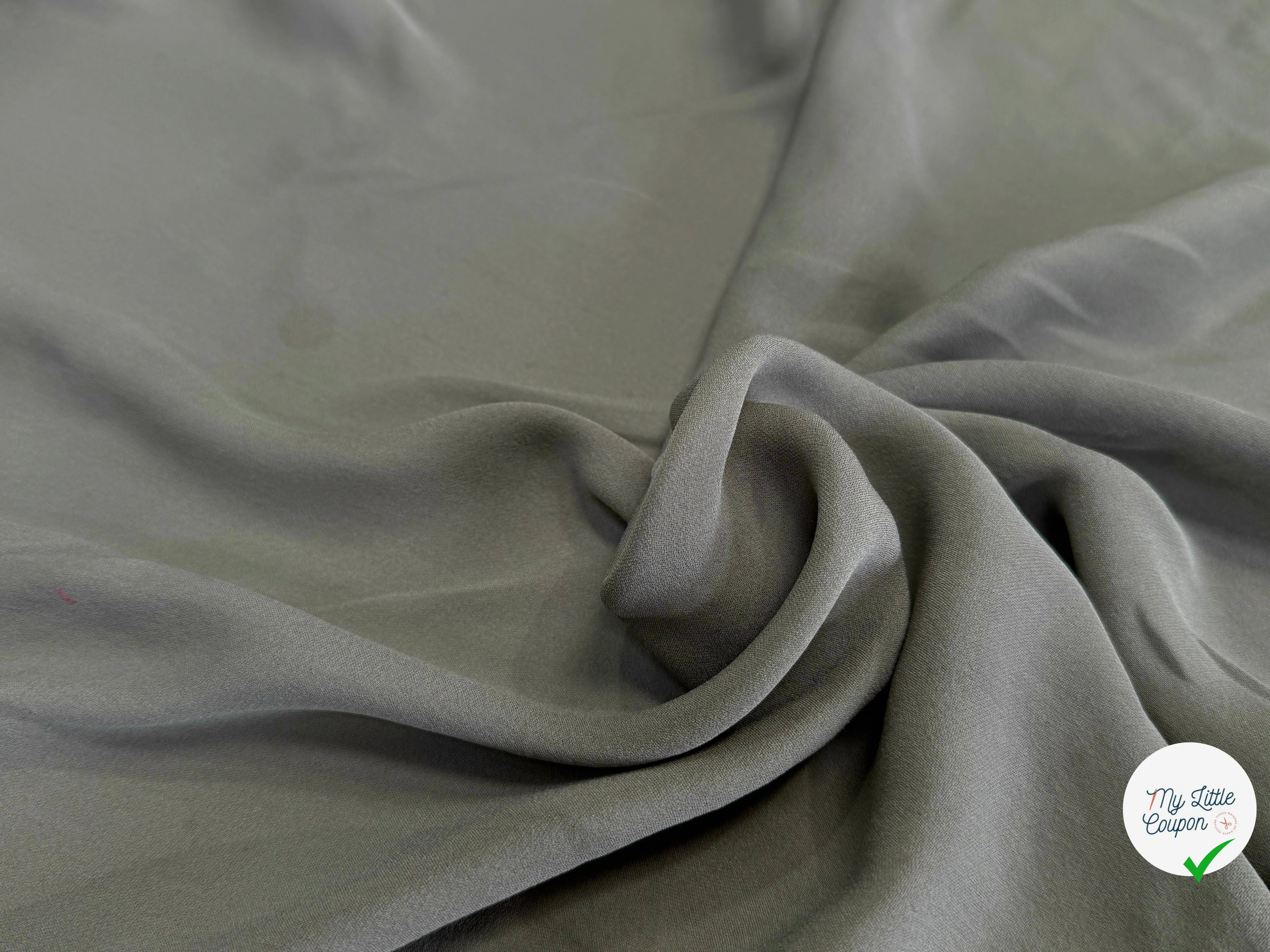 (Chute) CREPE DE SOIE GEORGETTE FLUIDE KAKI - My Little Coupon