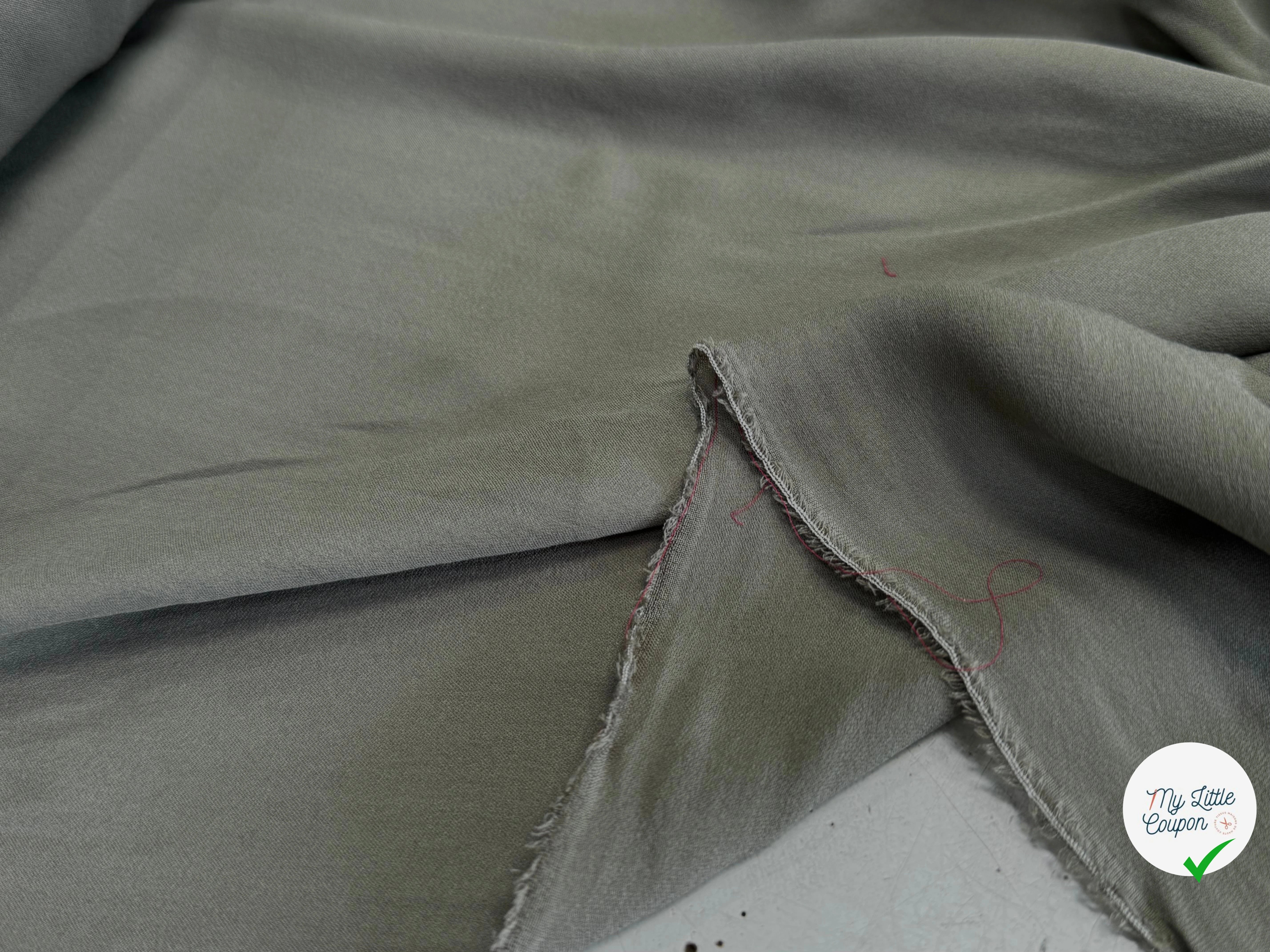 (Chute) CREPE DE SOIE GEORGETTE FLUIDE KAKI - My Little Coupon