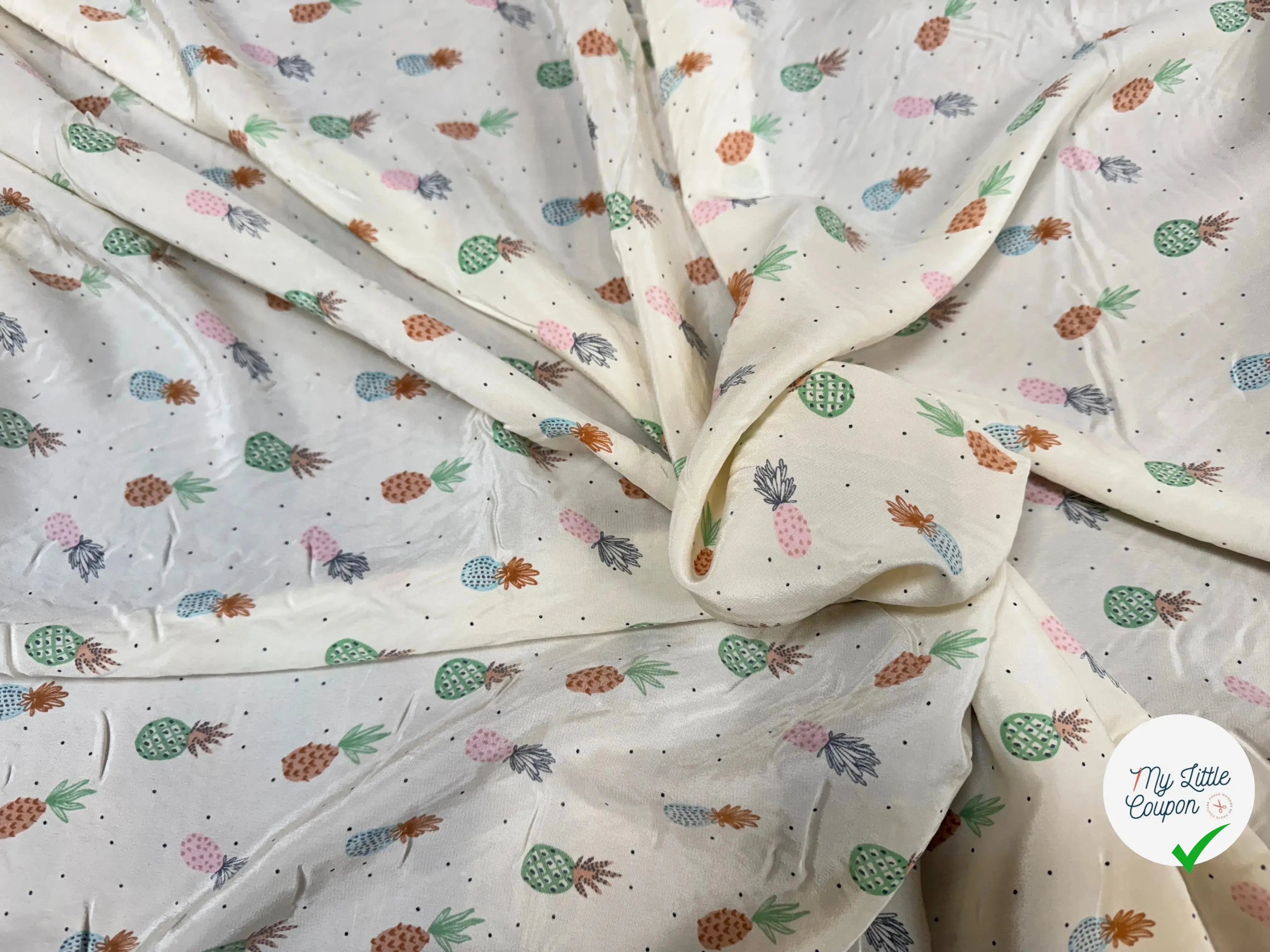 CREPE DE SOIE LEGERMEENT SATINÉ ANANAS - My Little Coupon