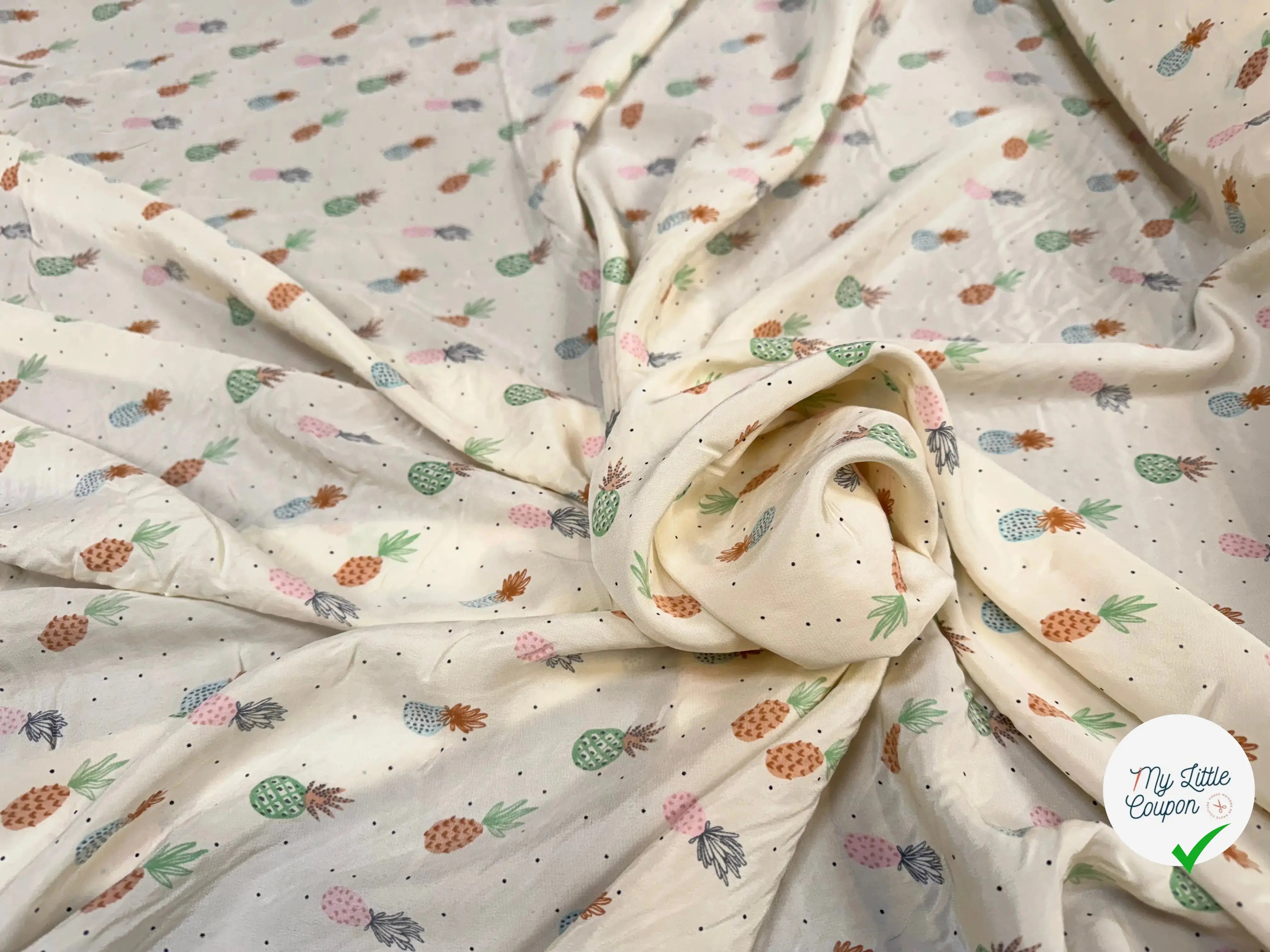 CREPE DE SOIE LEGERMEENT SATINÉ ANANAS - My Little Coupon