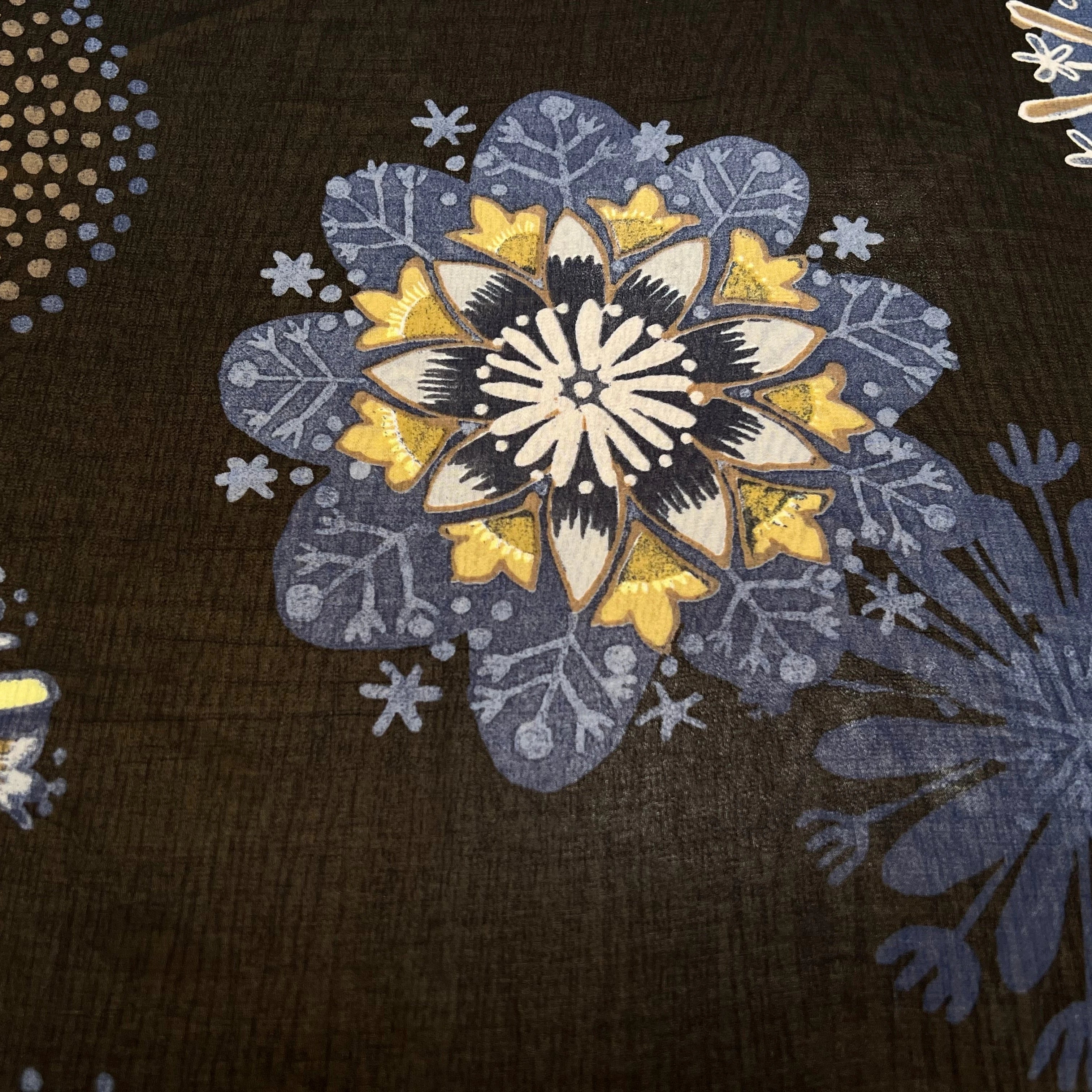 (Chute) CRÈPE FLUIDE FOND NOIR IMPRIMÉ FLEURS POLYESTER - My Little Coupon