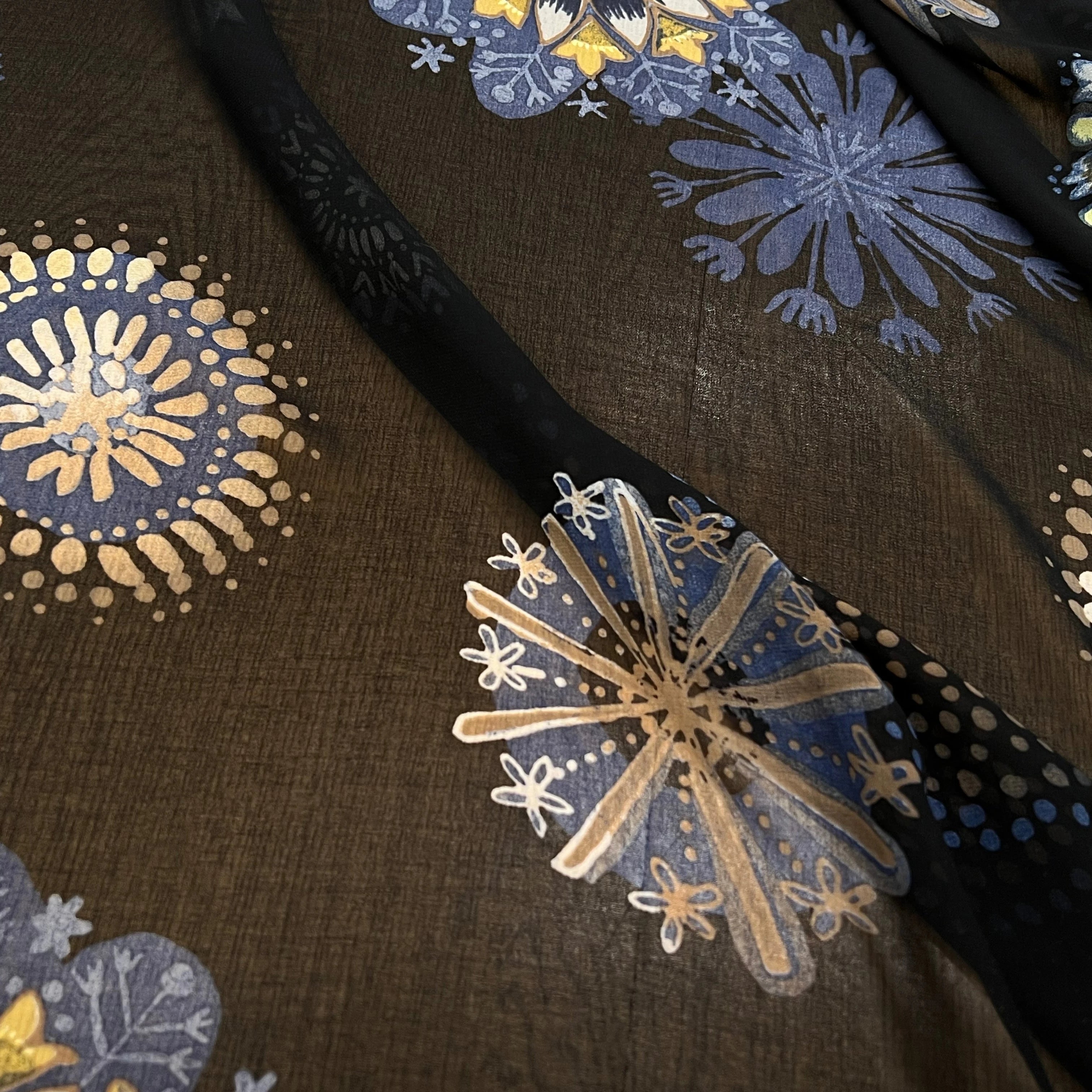 (Chute) CRÈPE FLUIDE FOND NOIR IMPRIMÉ FLEURS POLYESTER - My Little Coupon