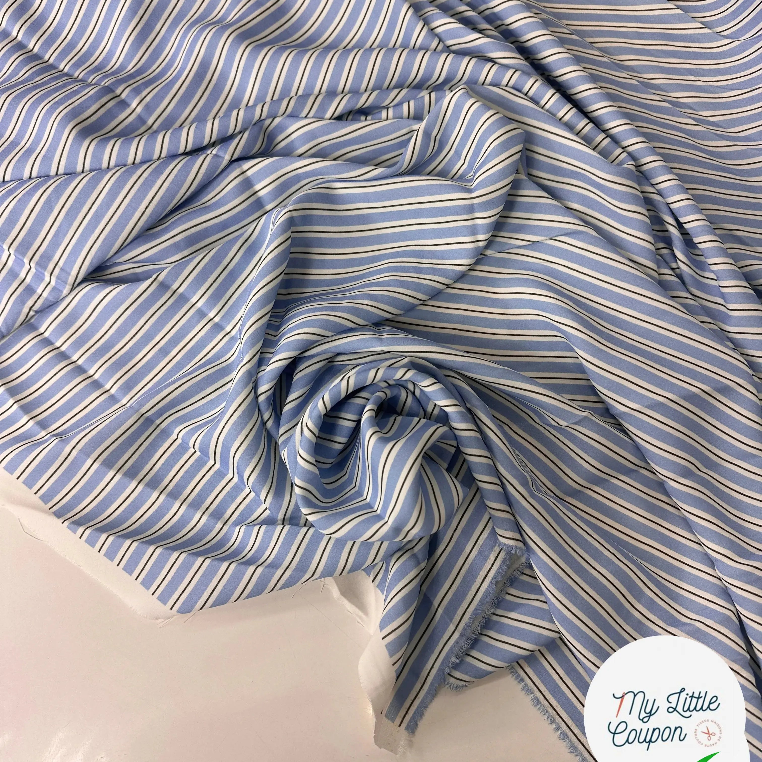 CRÊPE FLUIDE IMPRIMÉ RAYURES SERTIES CIEL MSO