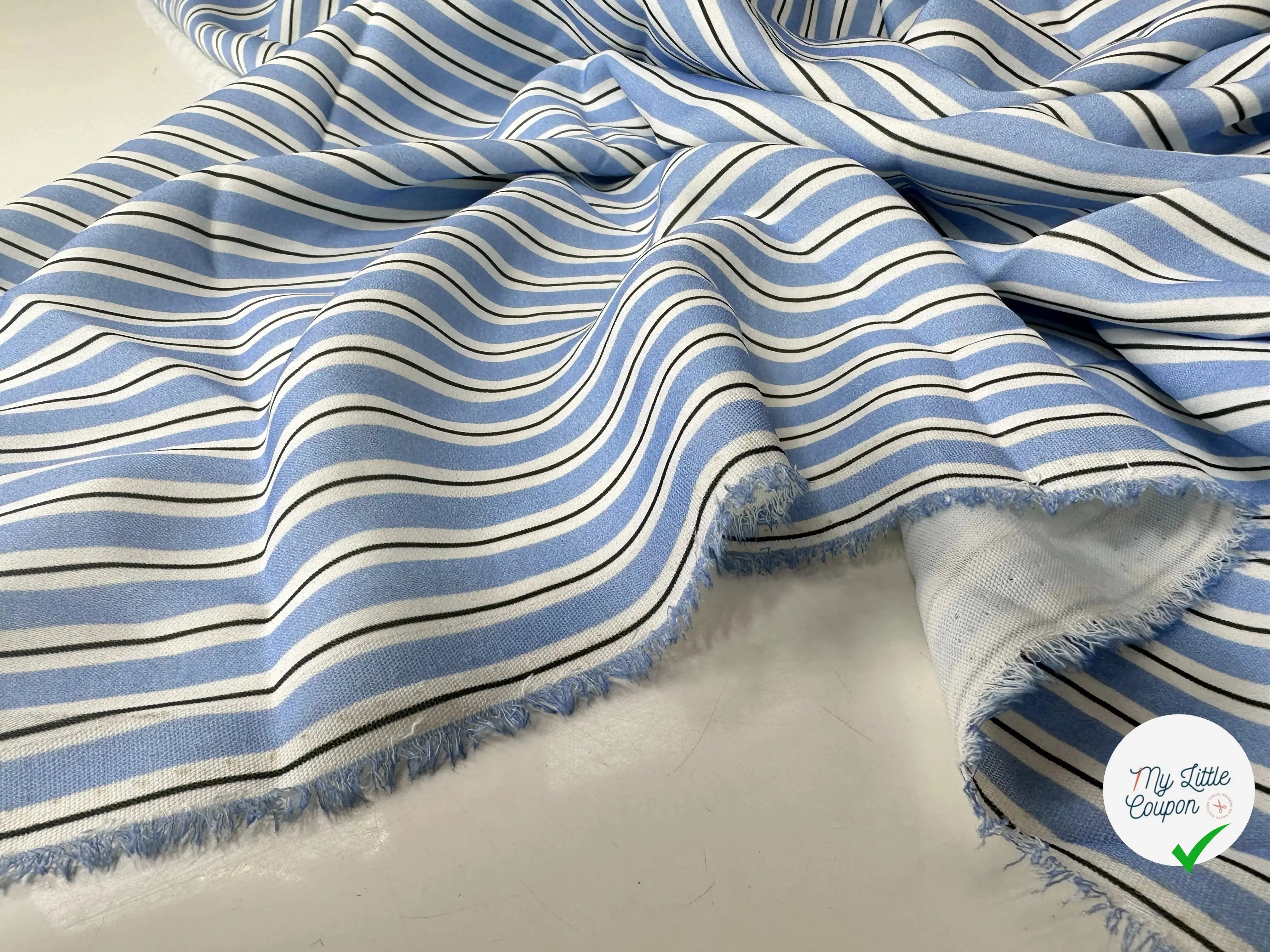 CRÊPE FLUIDE IMPRIMÉ RAYURES SERTIES CIEL MSO