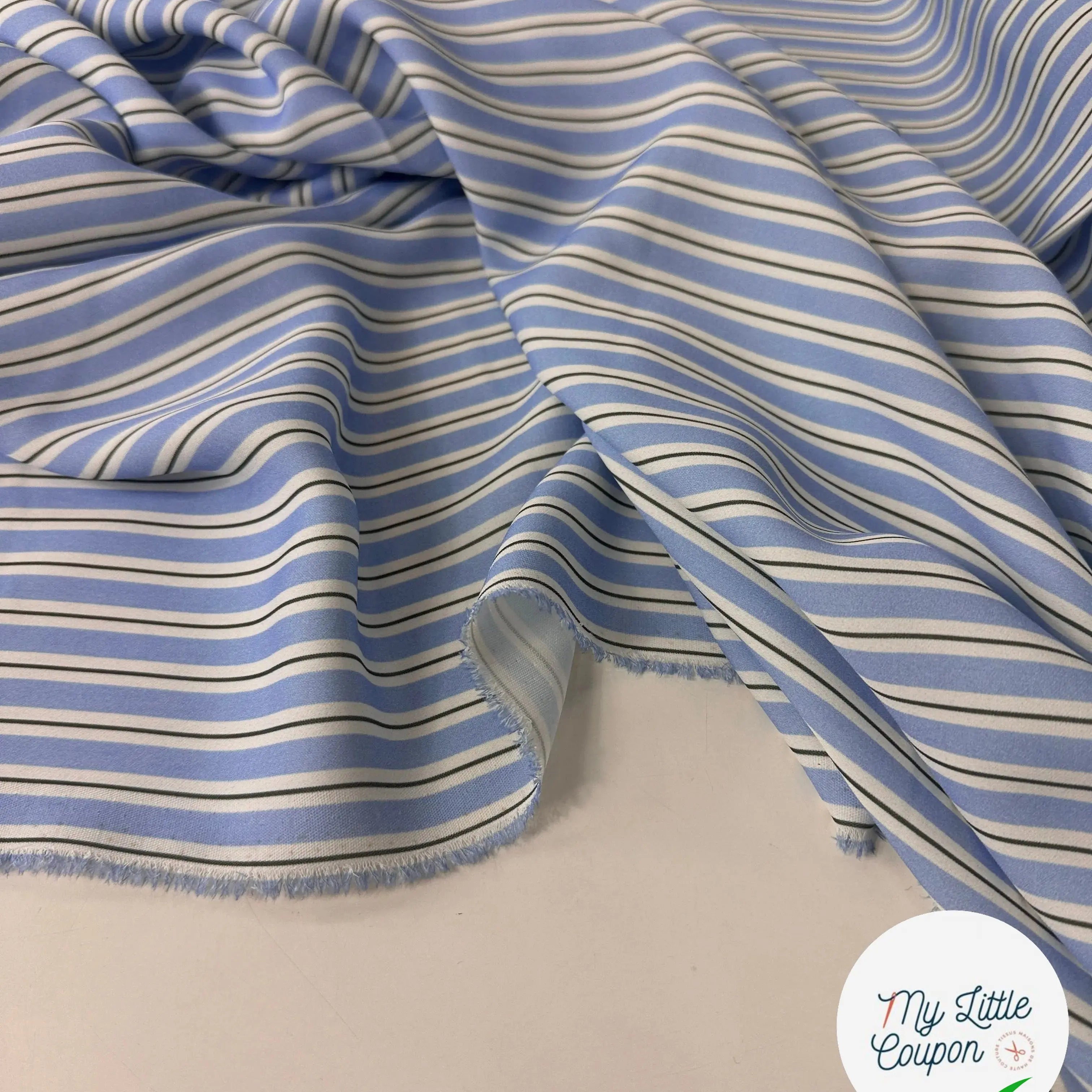 CRÊPE FLUIDE IMPRIMÉ RAYURES SERTIES CIEL MSO