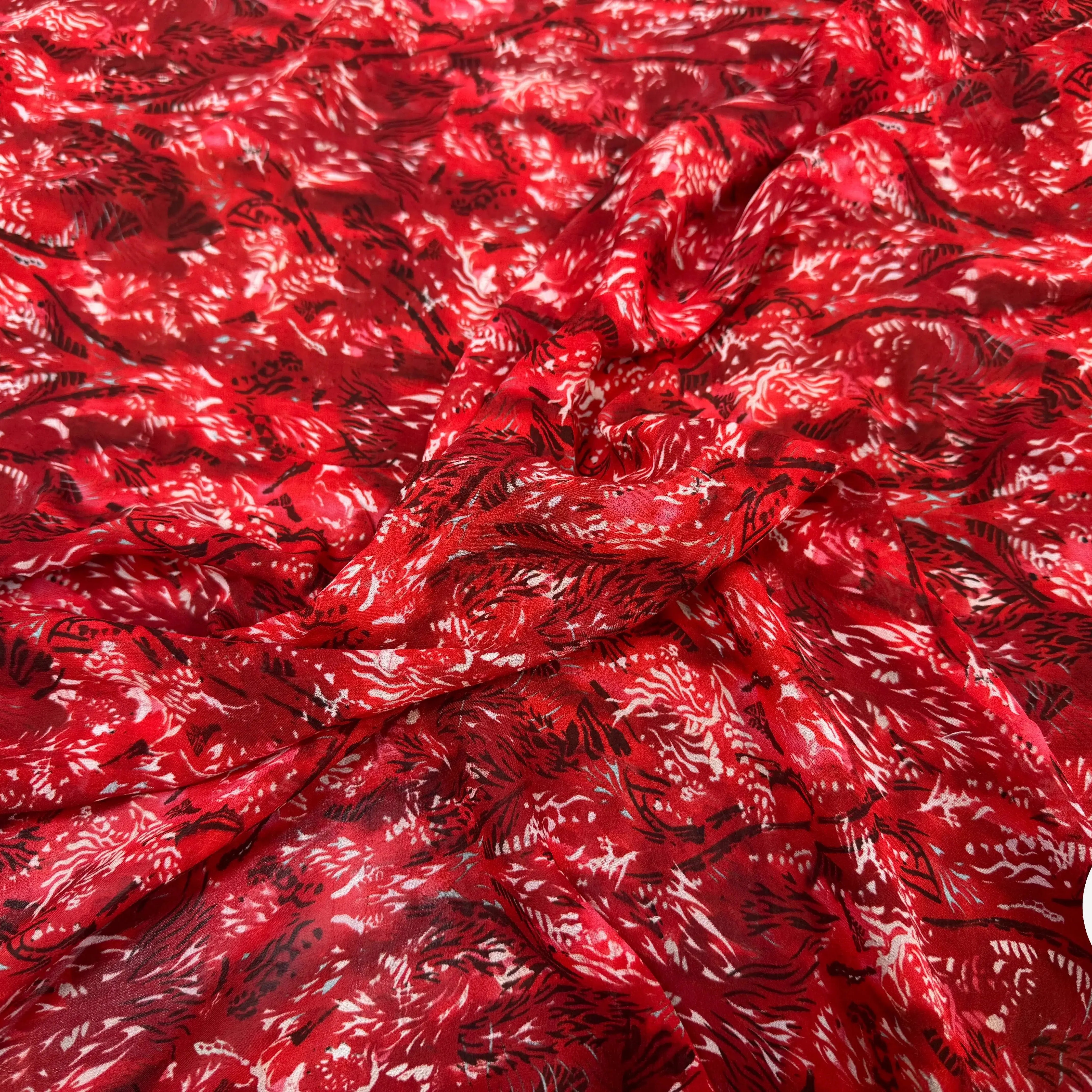 CREPE GEORGETTE DE SOIE RED SAVANA 100% SOIE - My Little Coupon