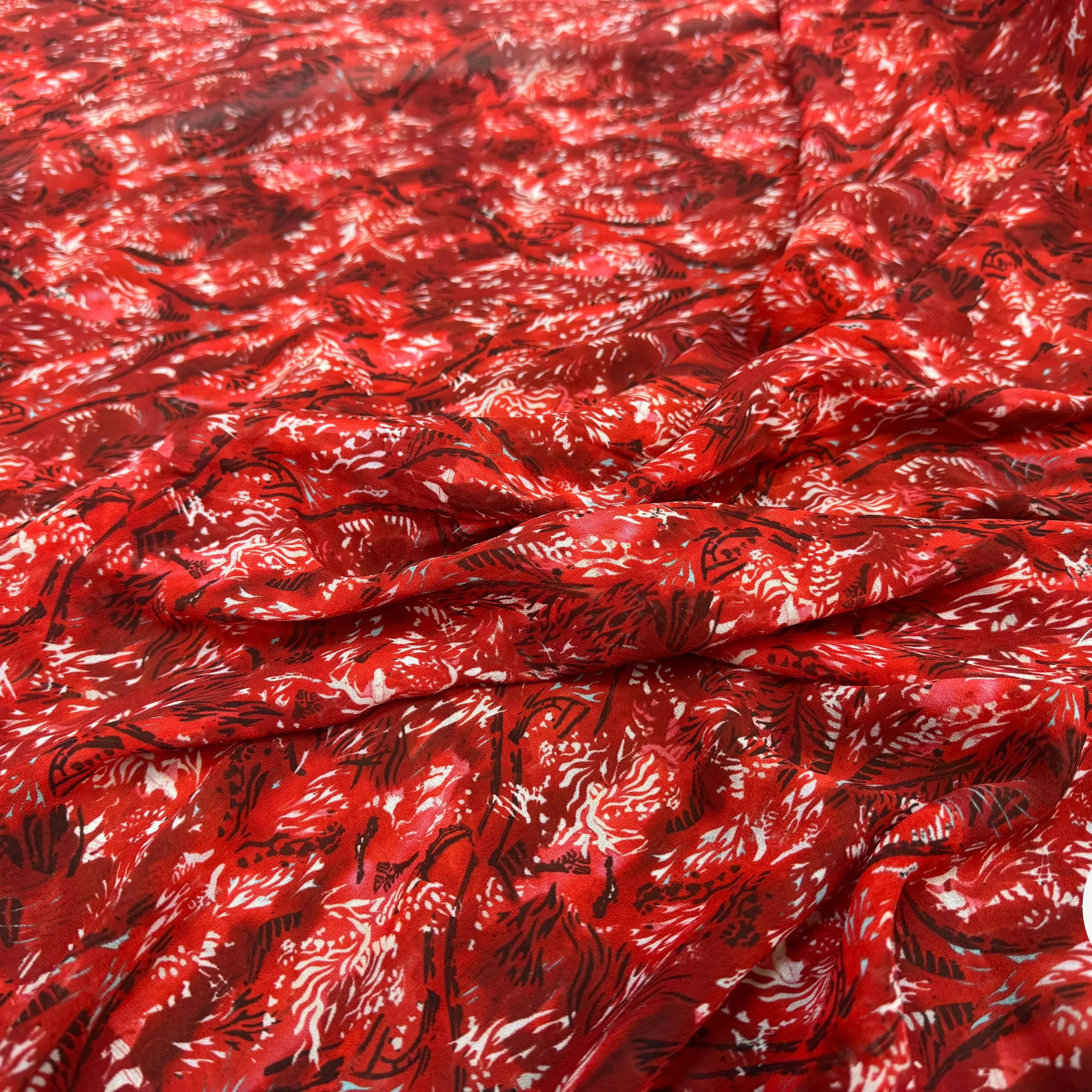 CREPE GEORGETTE DE SOIE RED SAVANA 100% SOIE - My Little Coupon