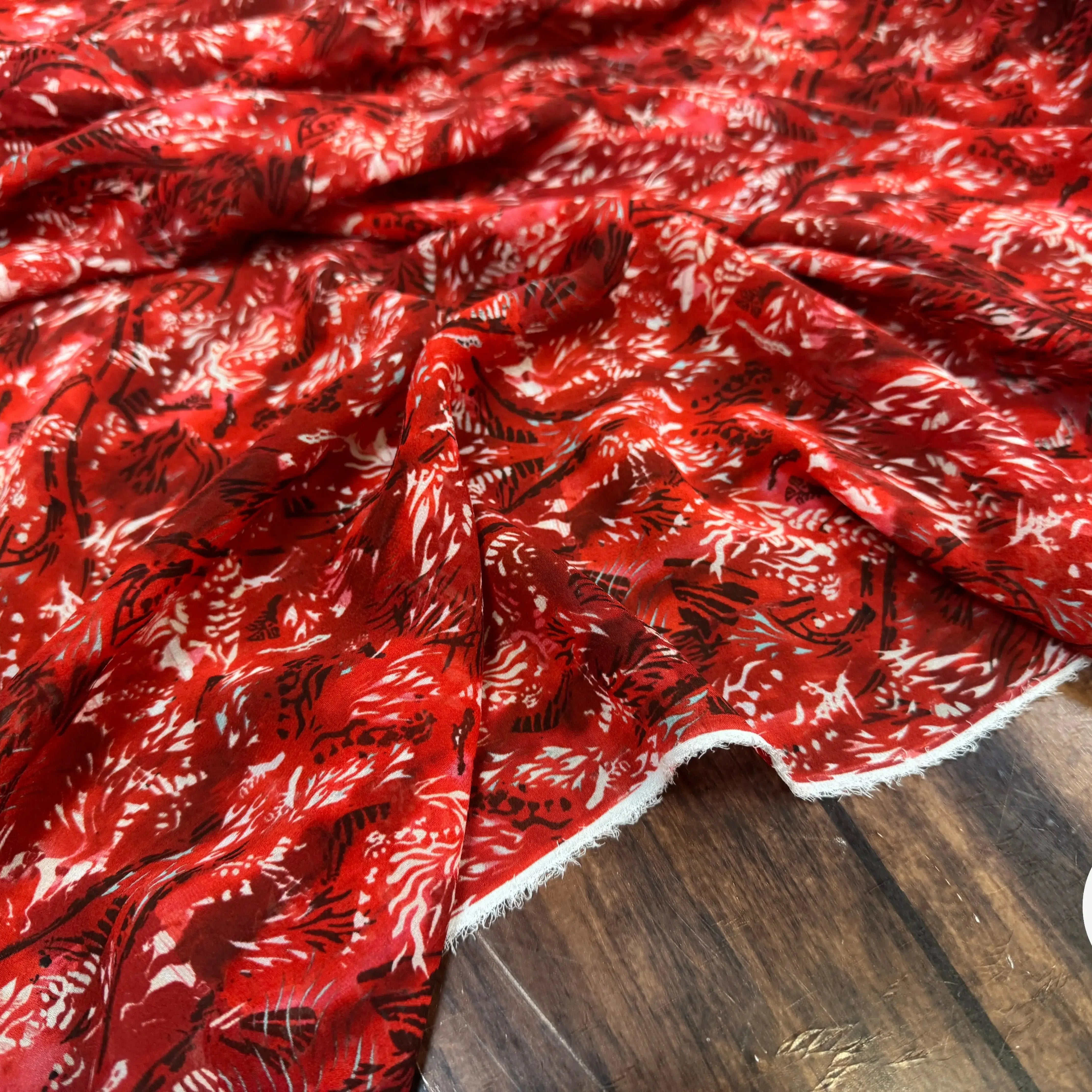 CREPE GEORGETTE DE SOIE RED SAVANA 100% SOIE - My Little Coupon