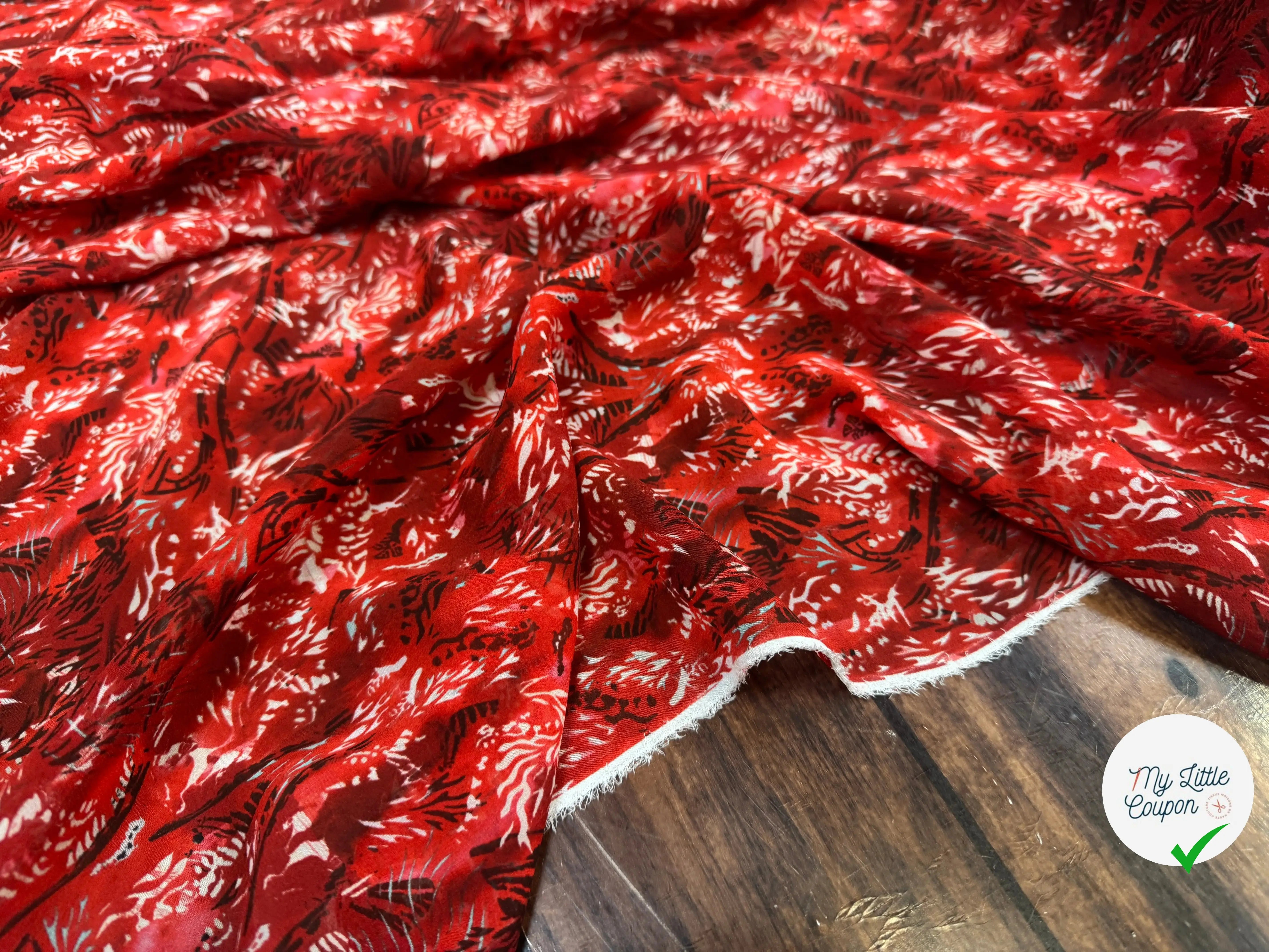 CREPE GEORGETTE DE SOIE RED SAVANA 100% SOIE - My Little Coupon