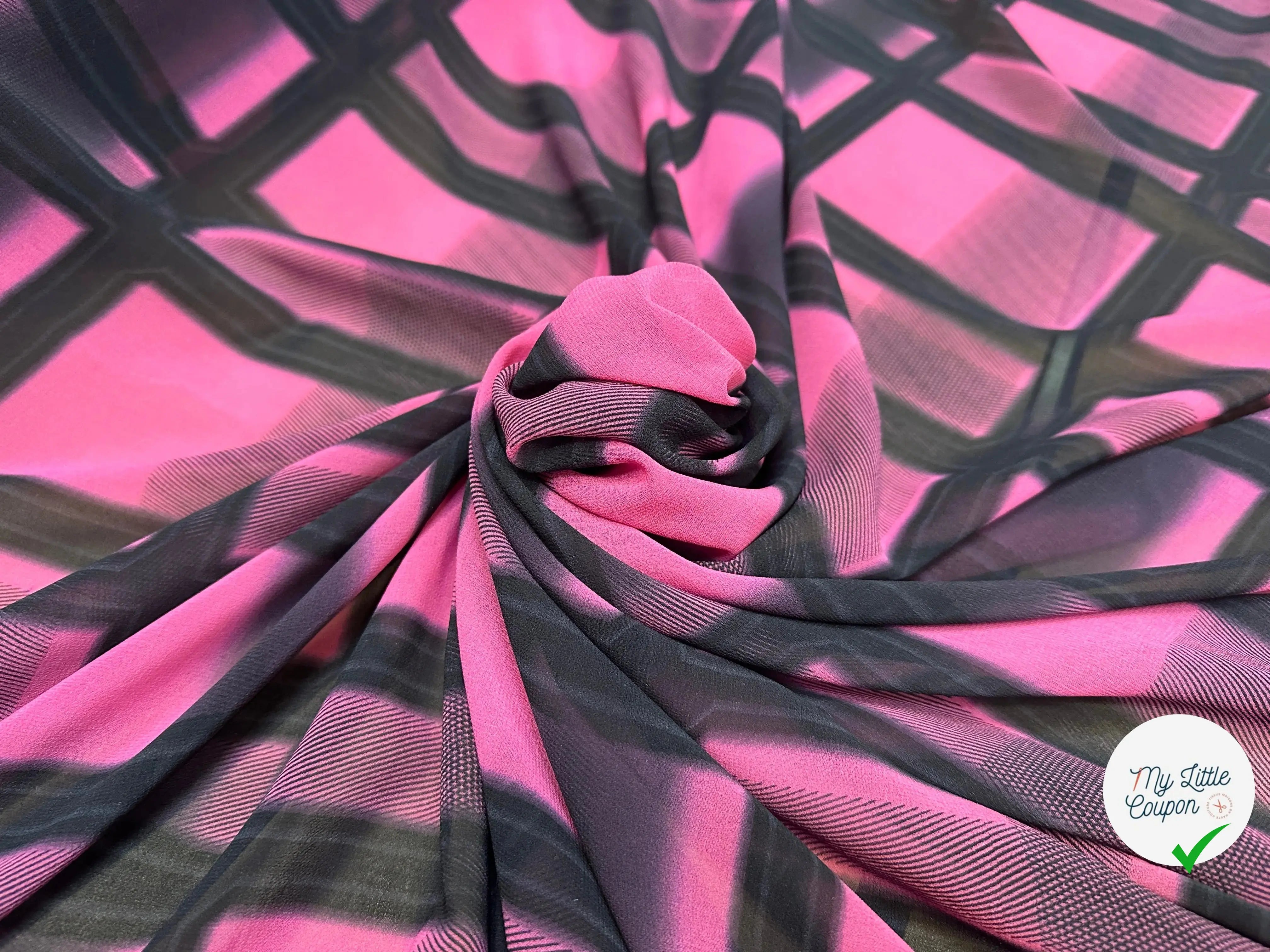 CREPE GEORGETTE QUADRILLĂ ROSE AMOUR TOXICÂ - My Little Coupon