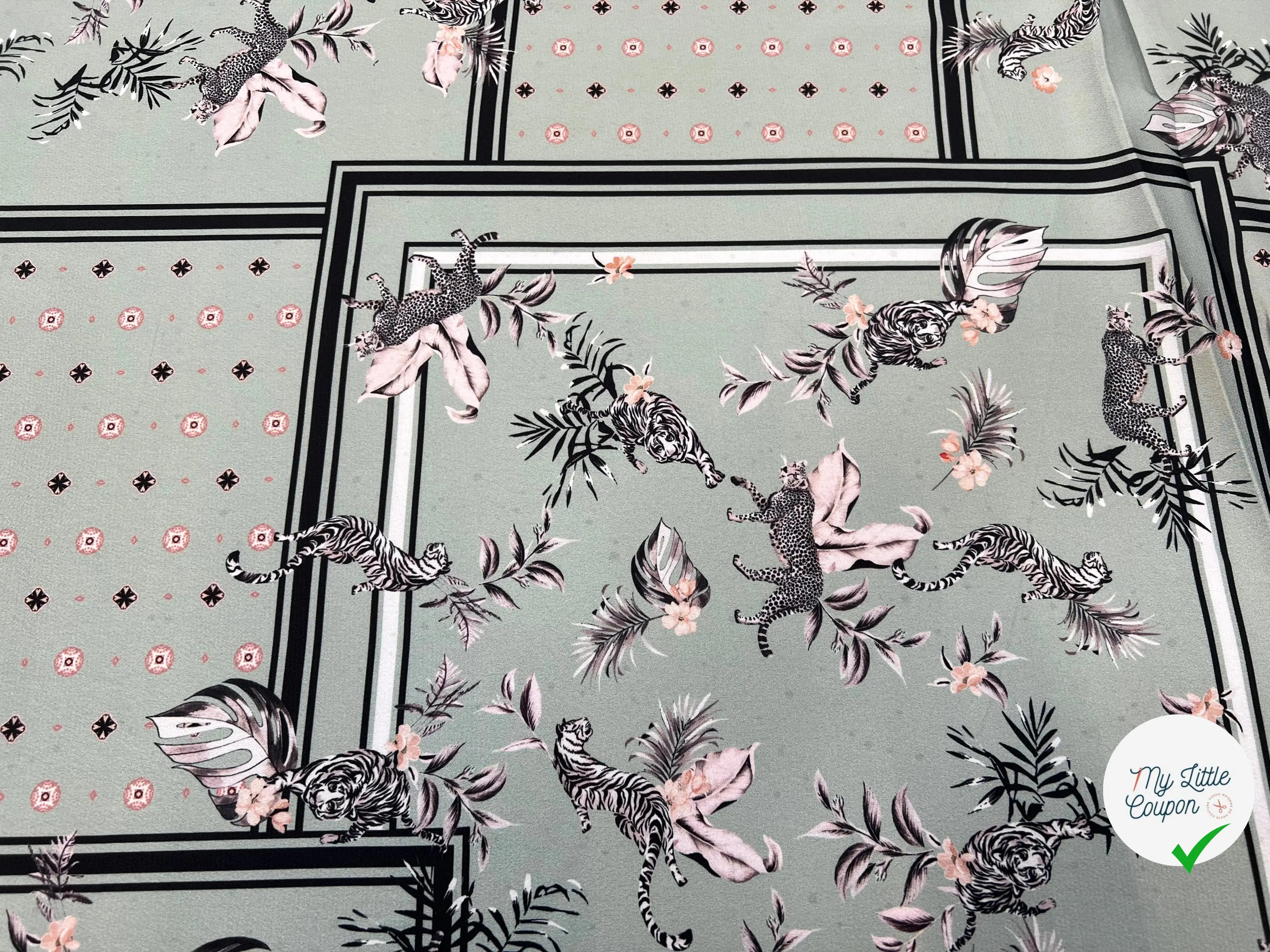 CREPE LEGEREMENT SATINÉ CARRELLI E FOGLIE D'AUTUNNO SAVAGE MSO