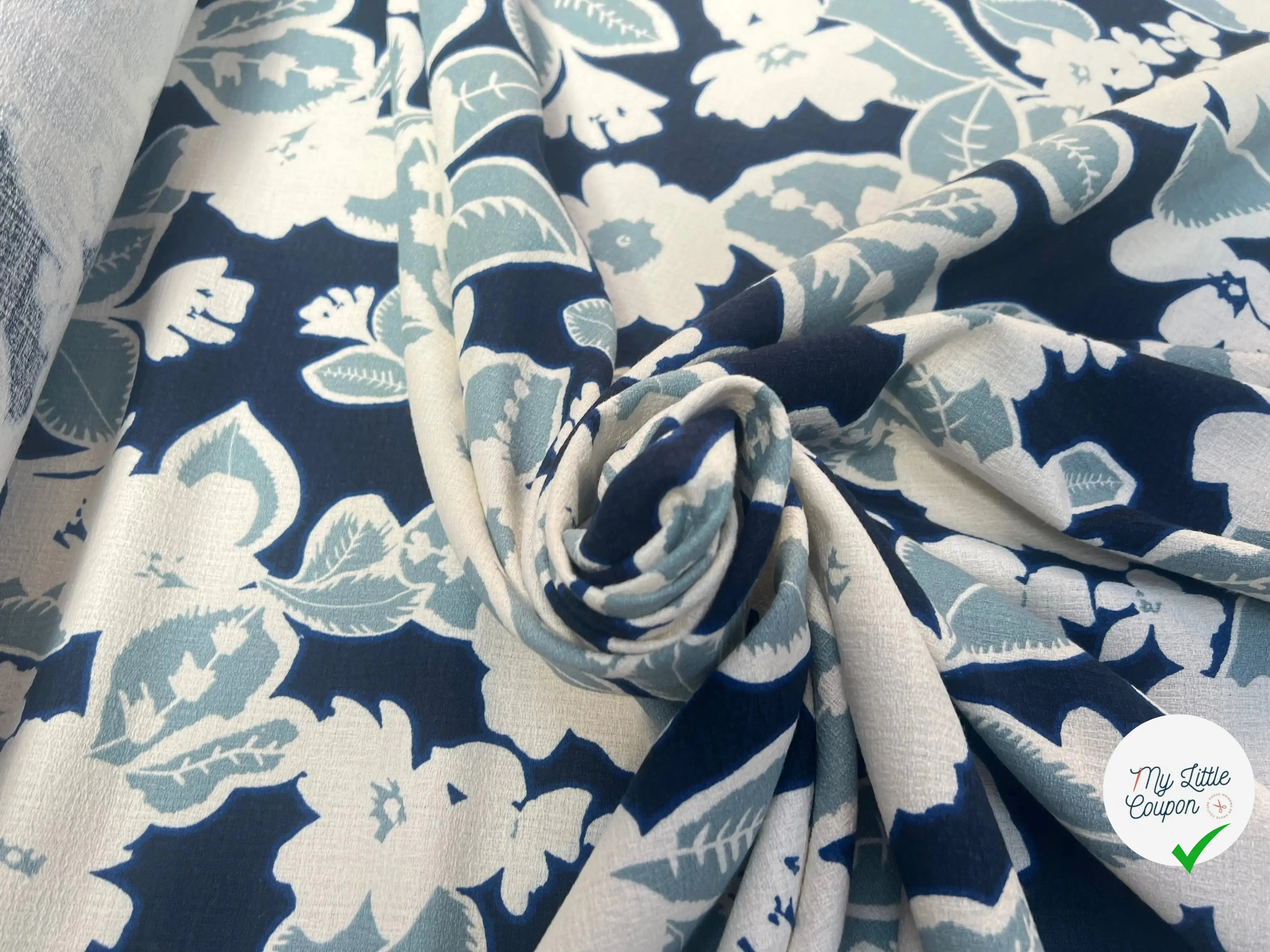 CRÊPE LOURD COTON FLEURS BAROQUE - My Little Coupon
