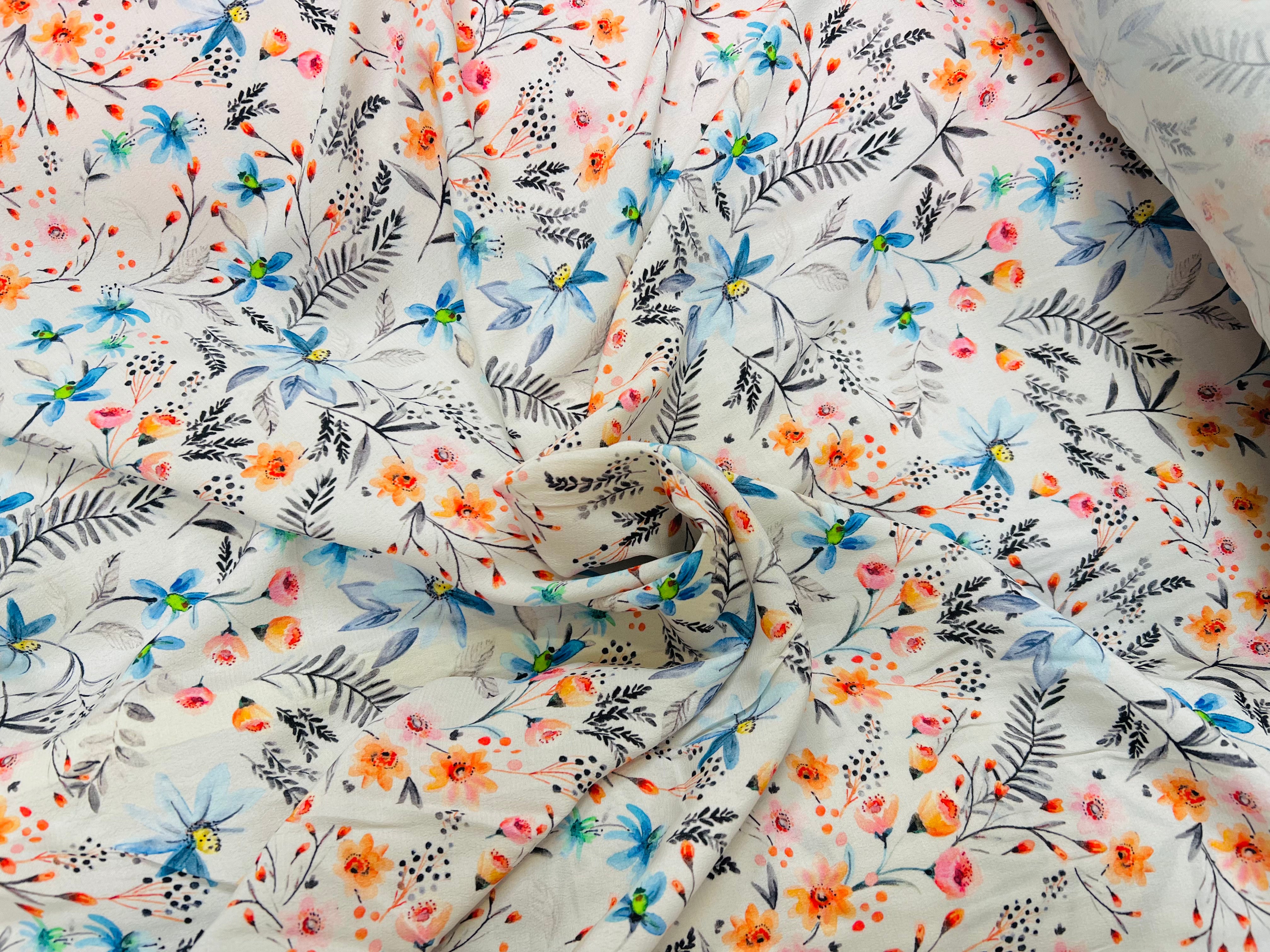 (Chute) CRÊPE MAROCAIN VISCOSE EXPLOSION DE FLEURS - My Little Coupon
