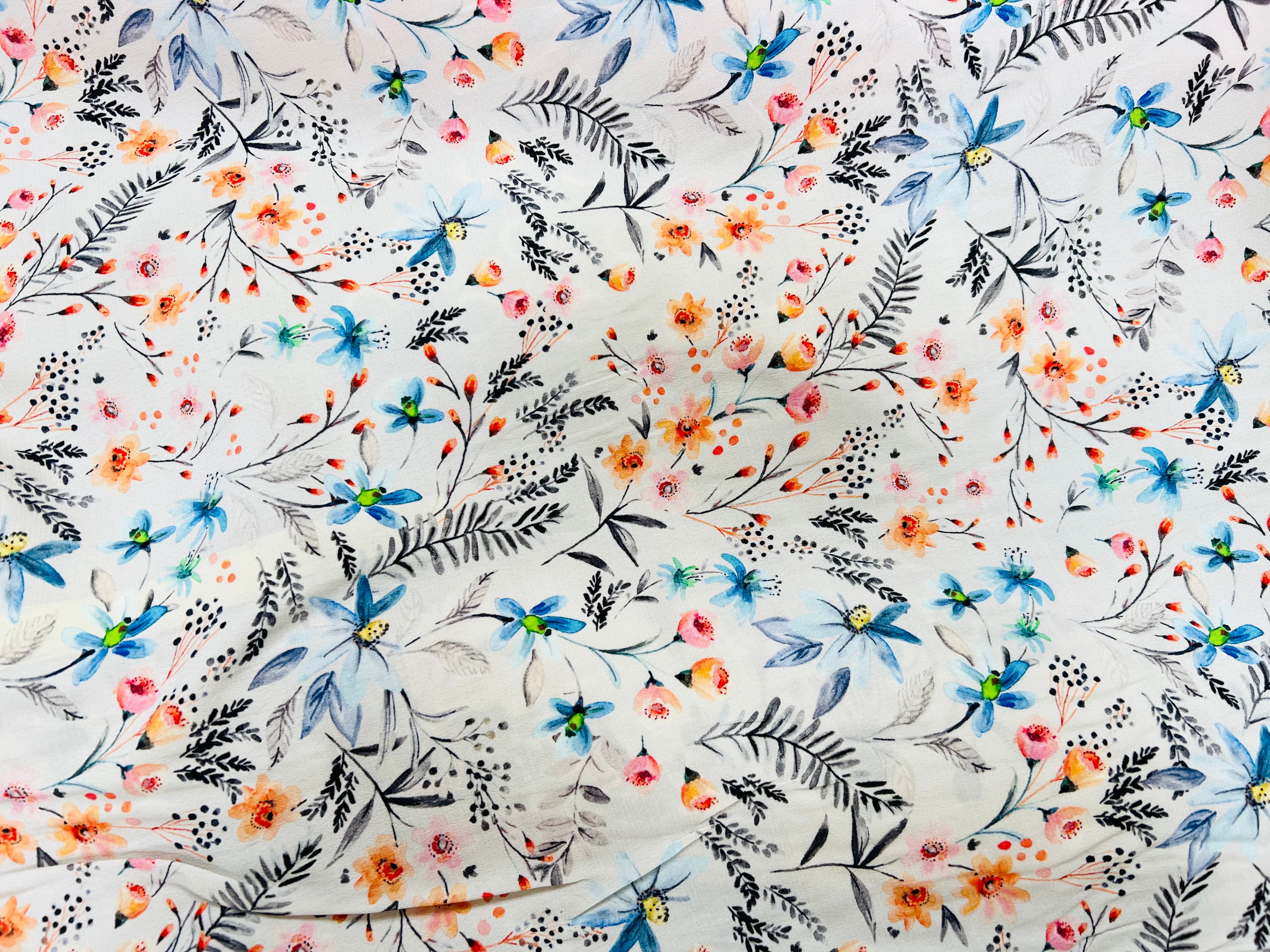 (Chute) CRÊPE MAROCAIN VISCOSE EXPLOSION DE FLEURS - My Little Coupon