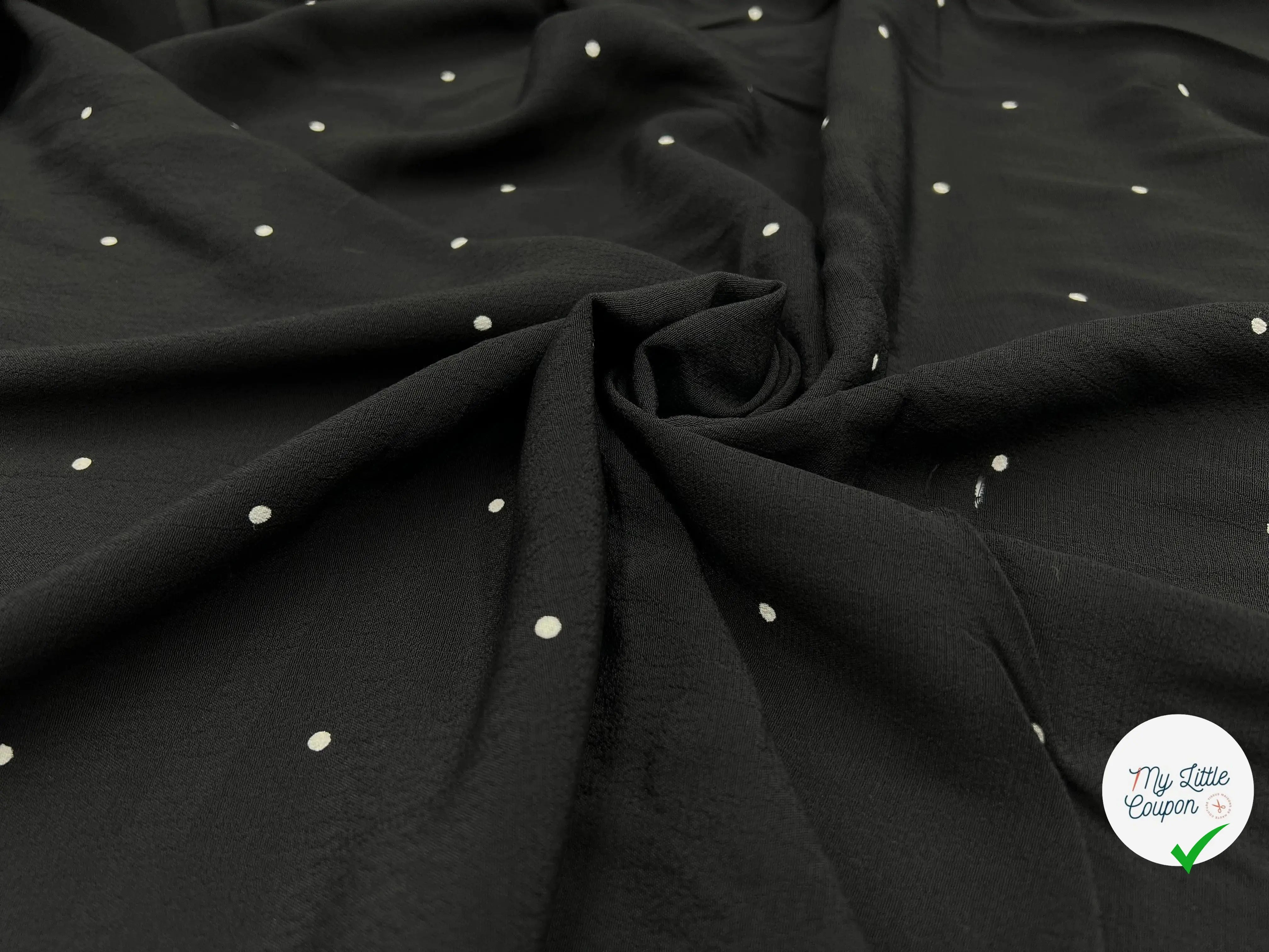 CRÊPE MAROCAIN VISCOSE IMPRIMÉ FLOCONS DE PETITS POIS - My Little Coupon - tissu - coudre