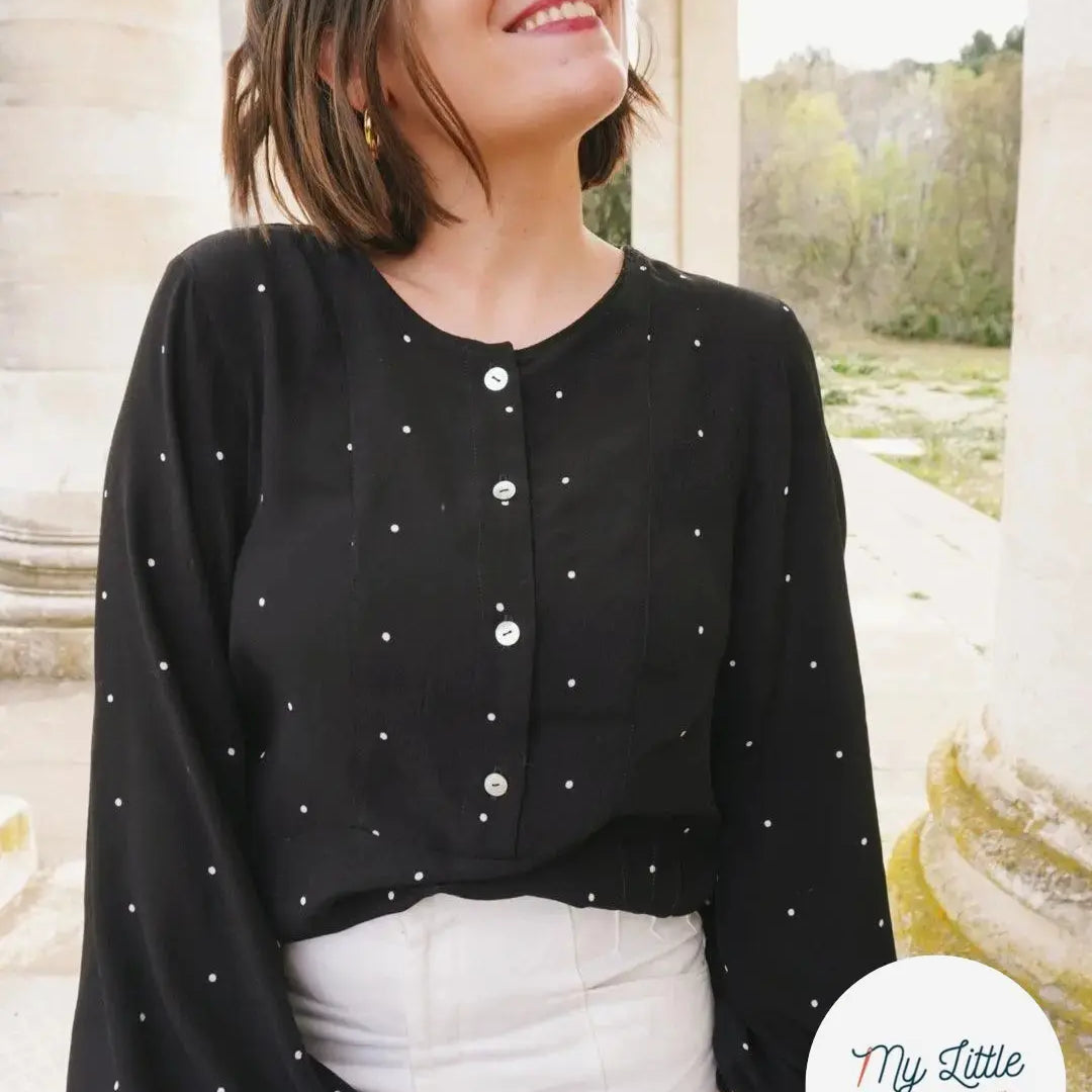 CRÊPE MAROCAIN VISCOSE IMPRIMÉ FLOCONS DE PETITS POIS - My Little Coupon - tissu - coudre